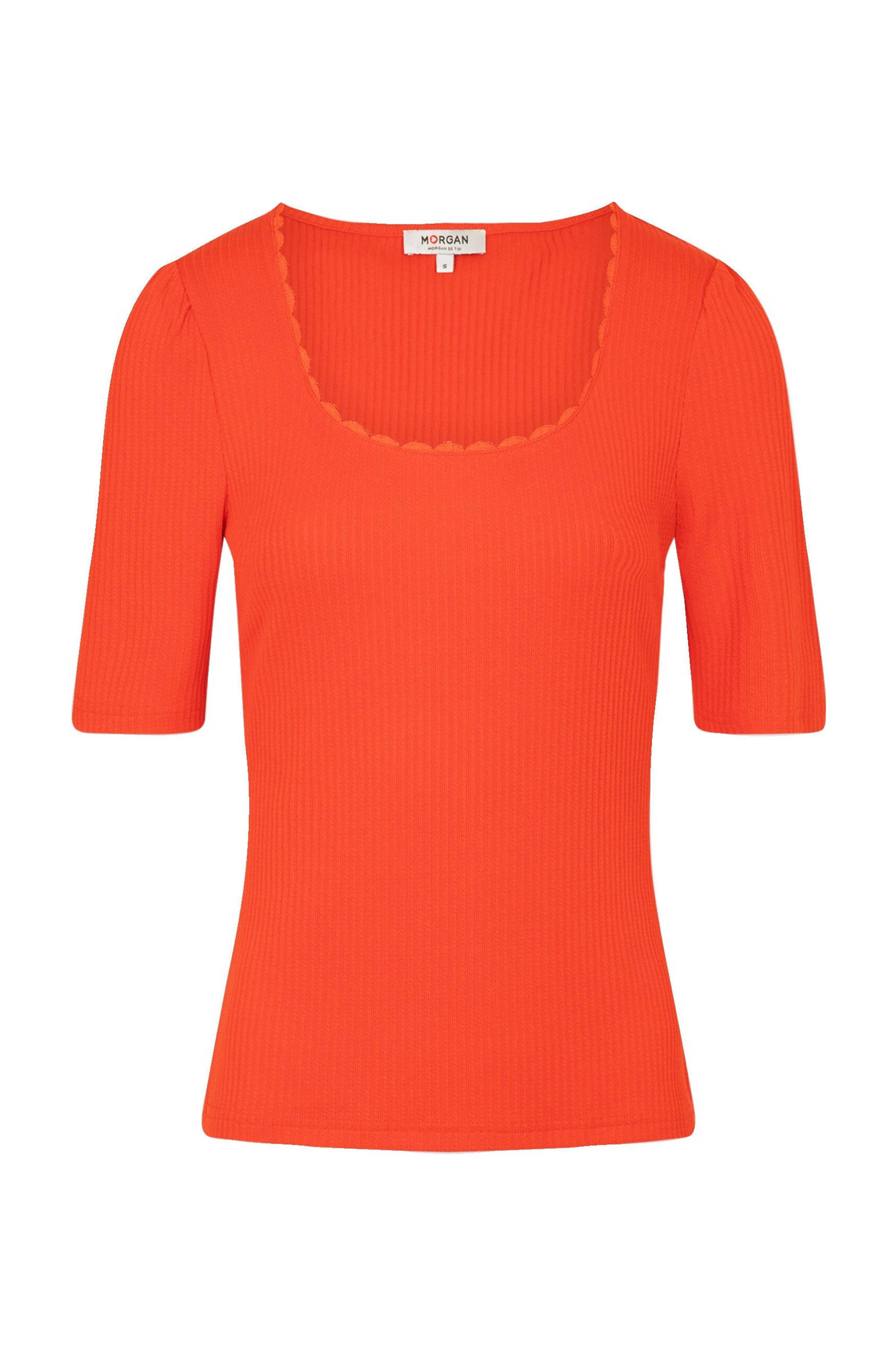 Oranje geribde top van Morgan