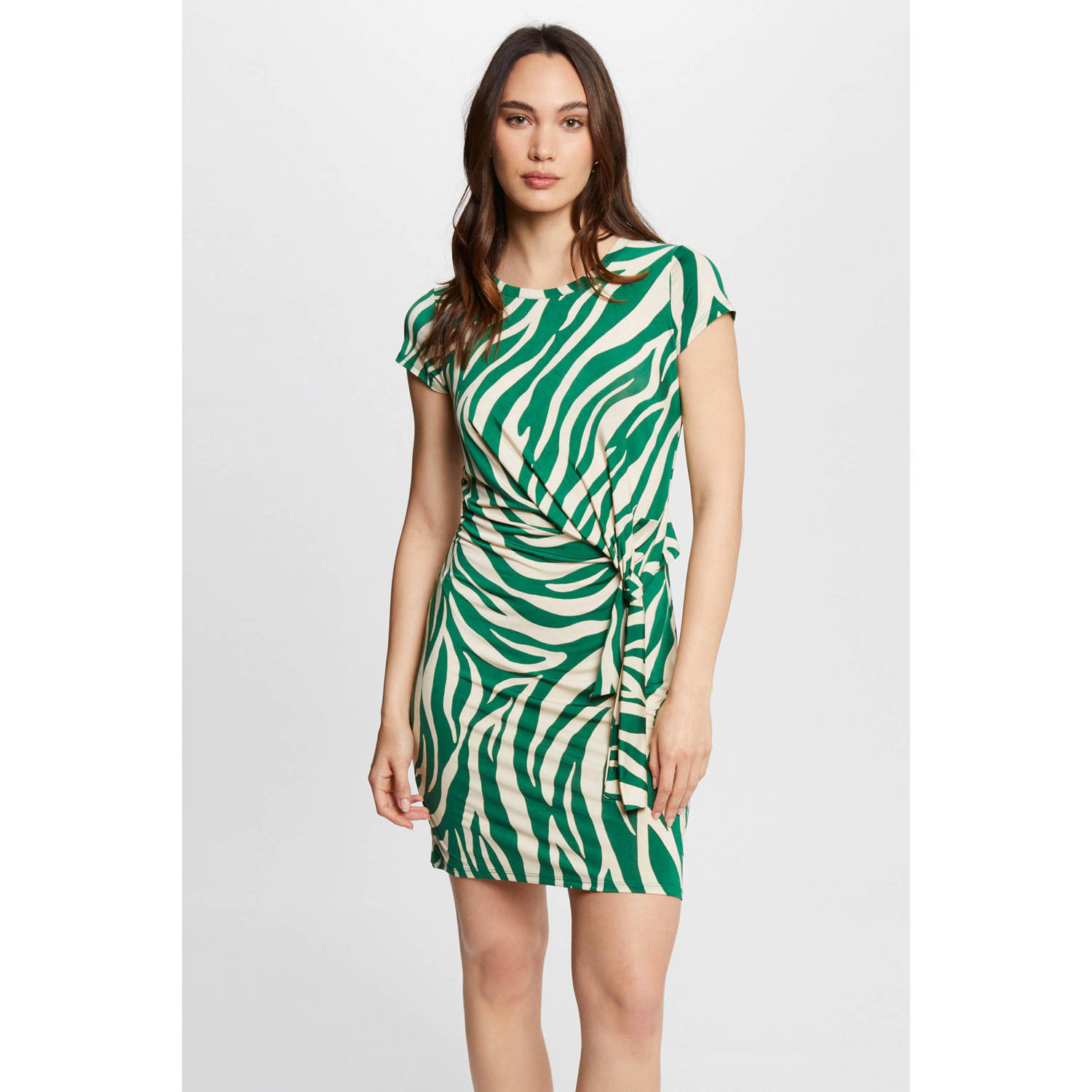 Morgan jurk met zebraprint groen ecru