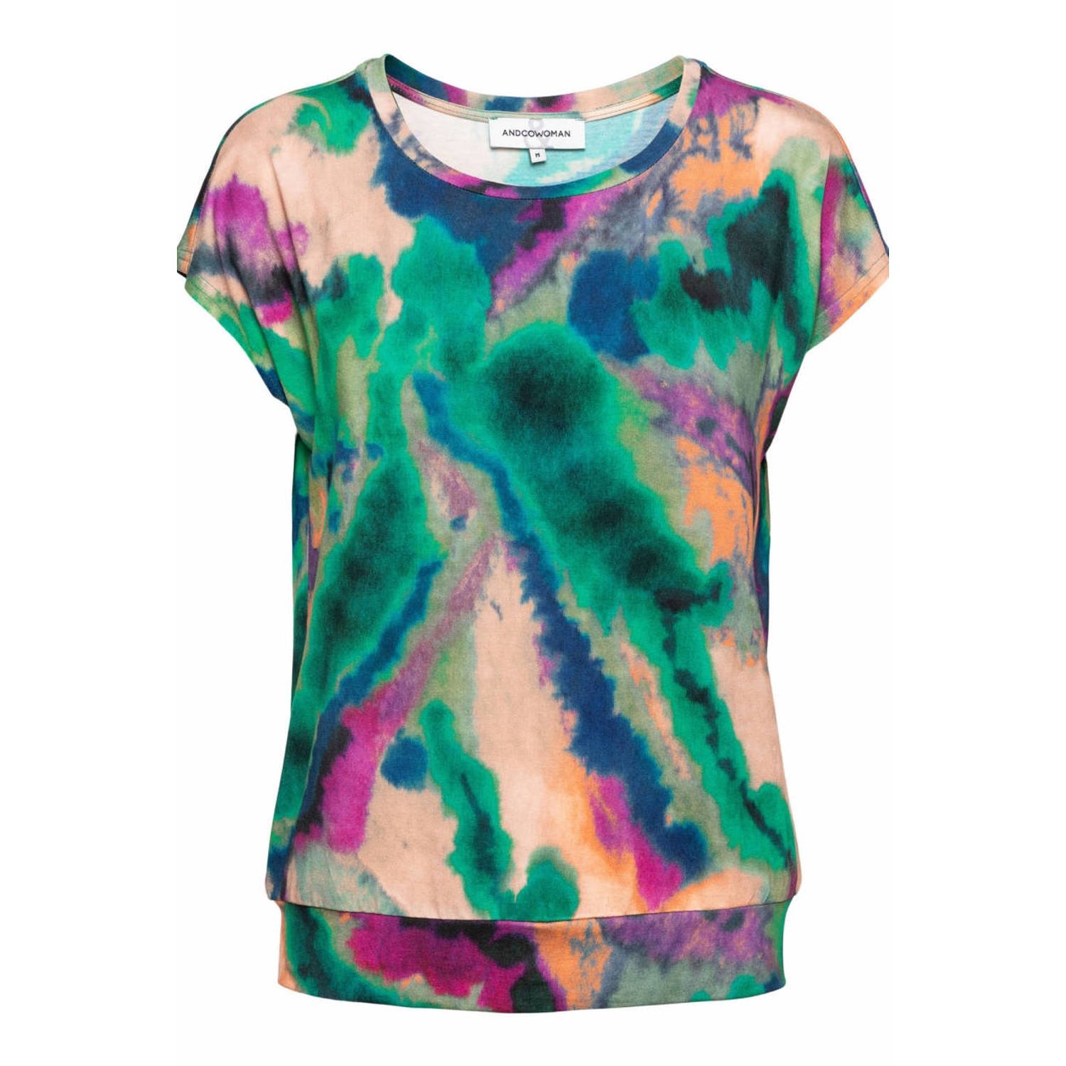 &Co Woman Dip Dye Shirt Groen Multi Multicolor Heren