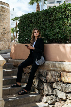 flared broek van travelstof PENELOPE FLARE TRAVEL zwart
