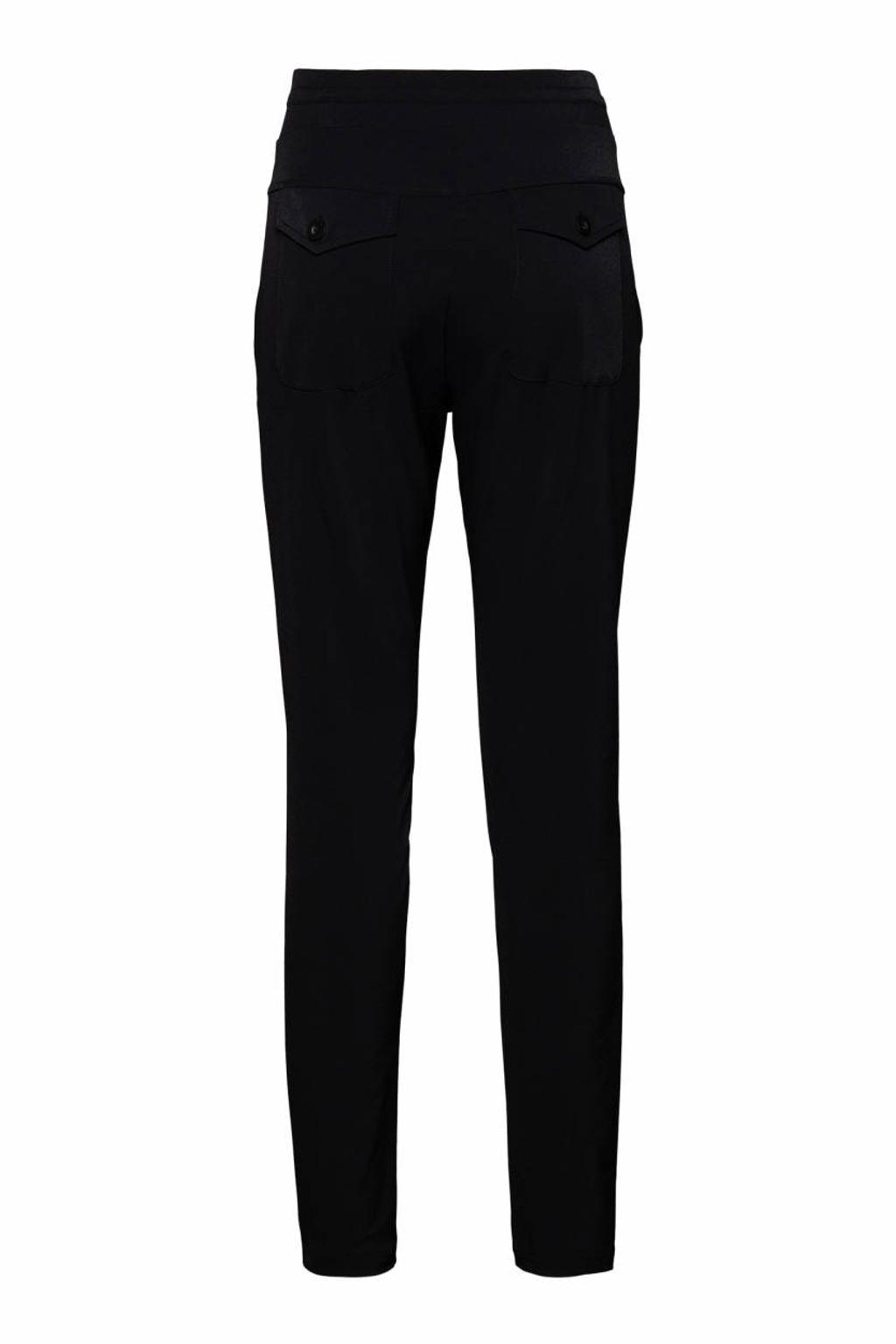 Zwarte dames &Co Woman regular fit broek van travelstof met effen