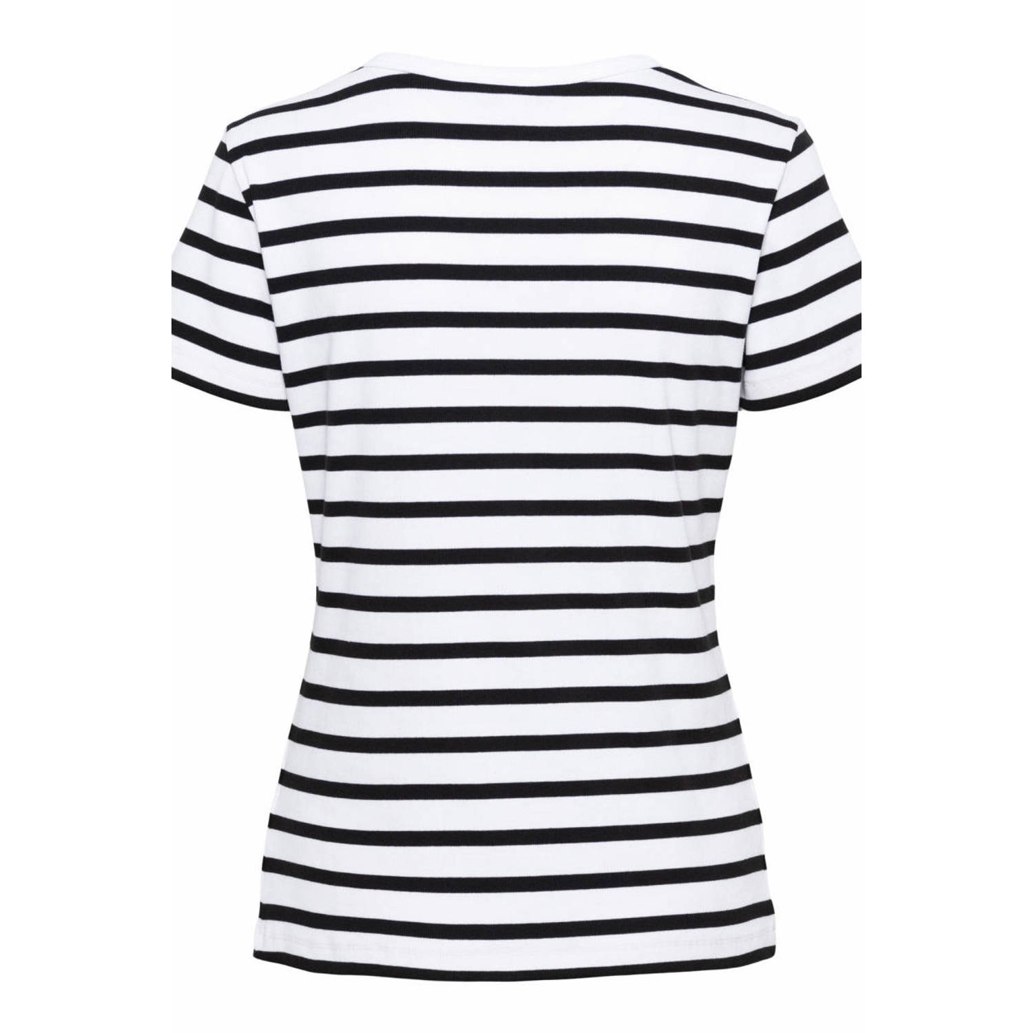 &Co Woman gestreept jersey T-shirt SAVI STRIPE zwart wit