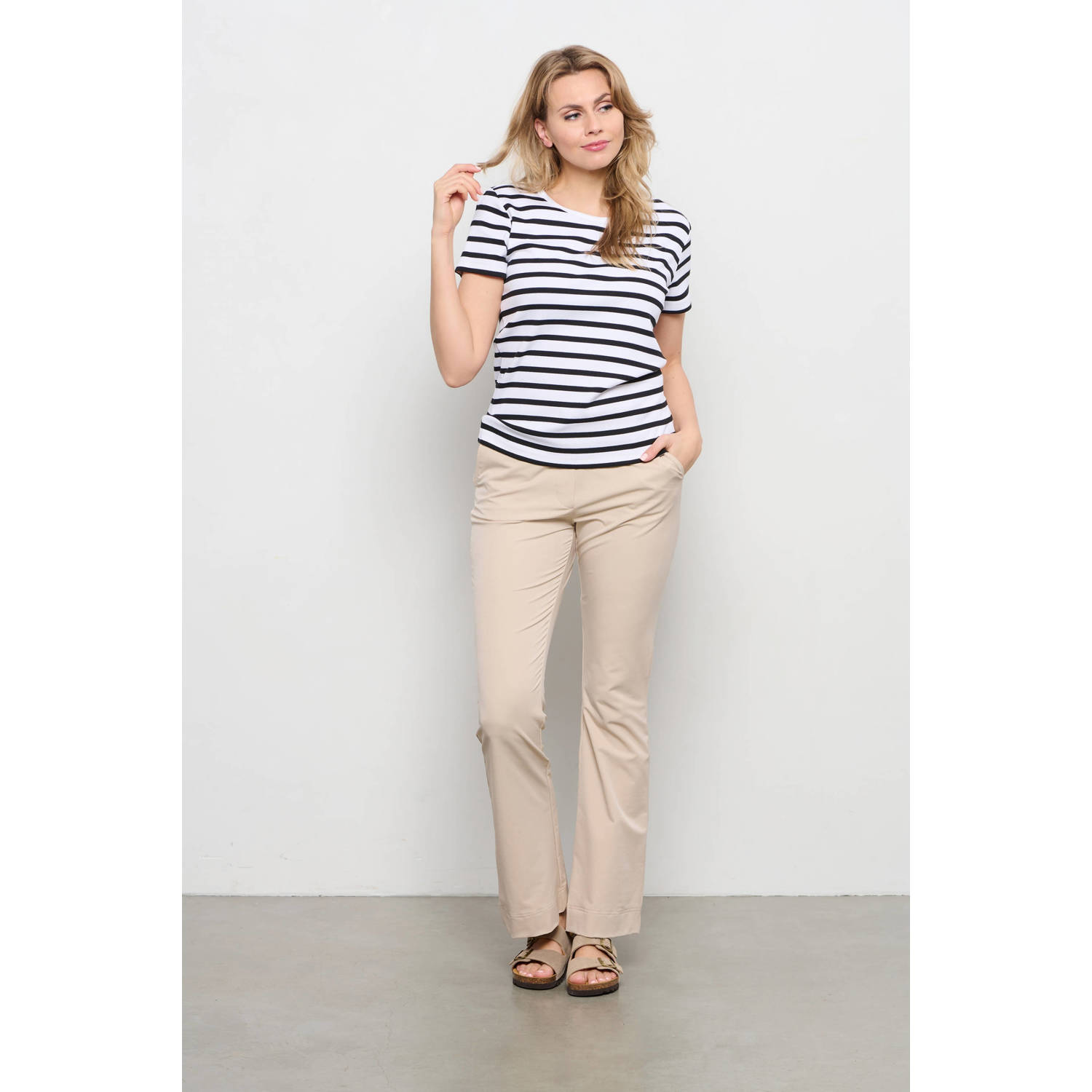 &Co Woman gestreept jersey T-shirt SAVI STRIPE zwart wit