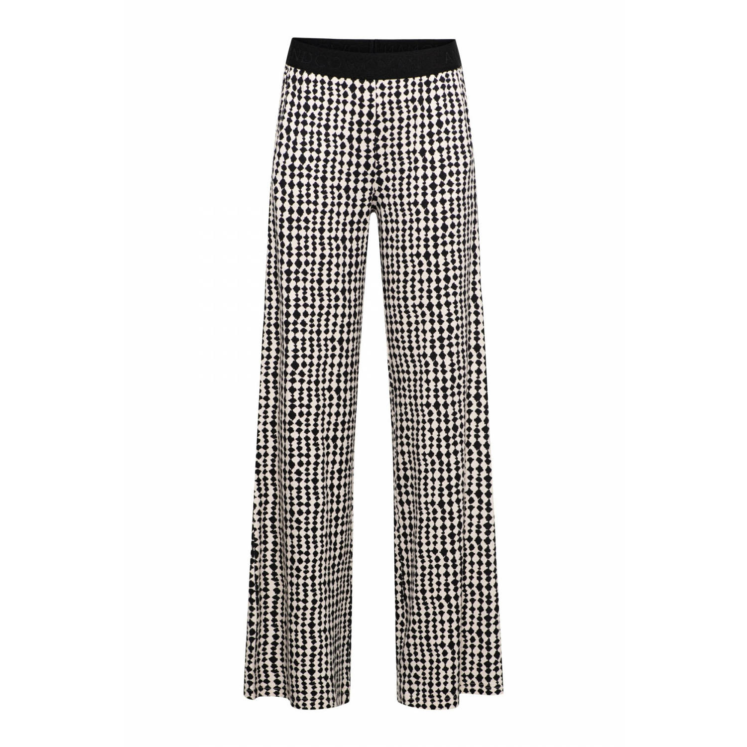 &Co Woman straight fit broek met all over print LOA SMALL DANGLE zwart wit