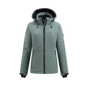 thumbnail: Groene dames Kjelvik jas Jutta van polyester met lange mouwen, capuchon en ritssluiting