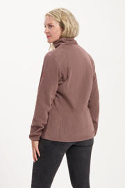 thumbnail: Roze dames Kjelvik fleece vest Reva met effen, lange mouwen, opstaande kraag en ritssluiting