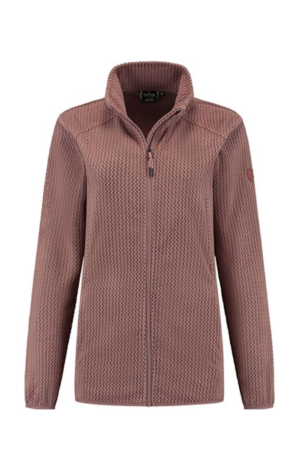 Roze dames Kjelvik fleece vest Reva met effen, lange mouwen, opstaande kraag en ritssluiting