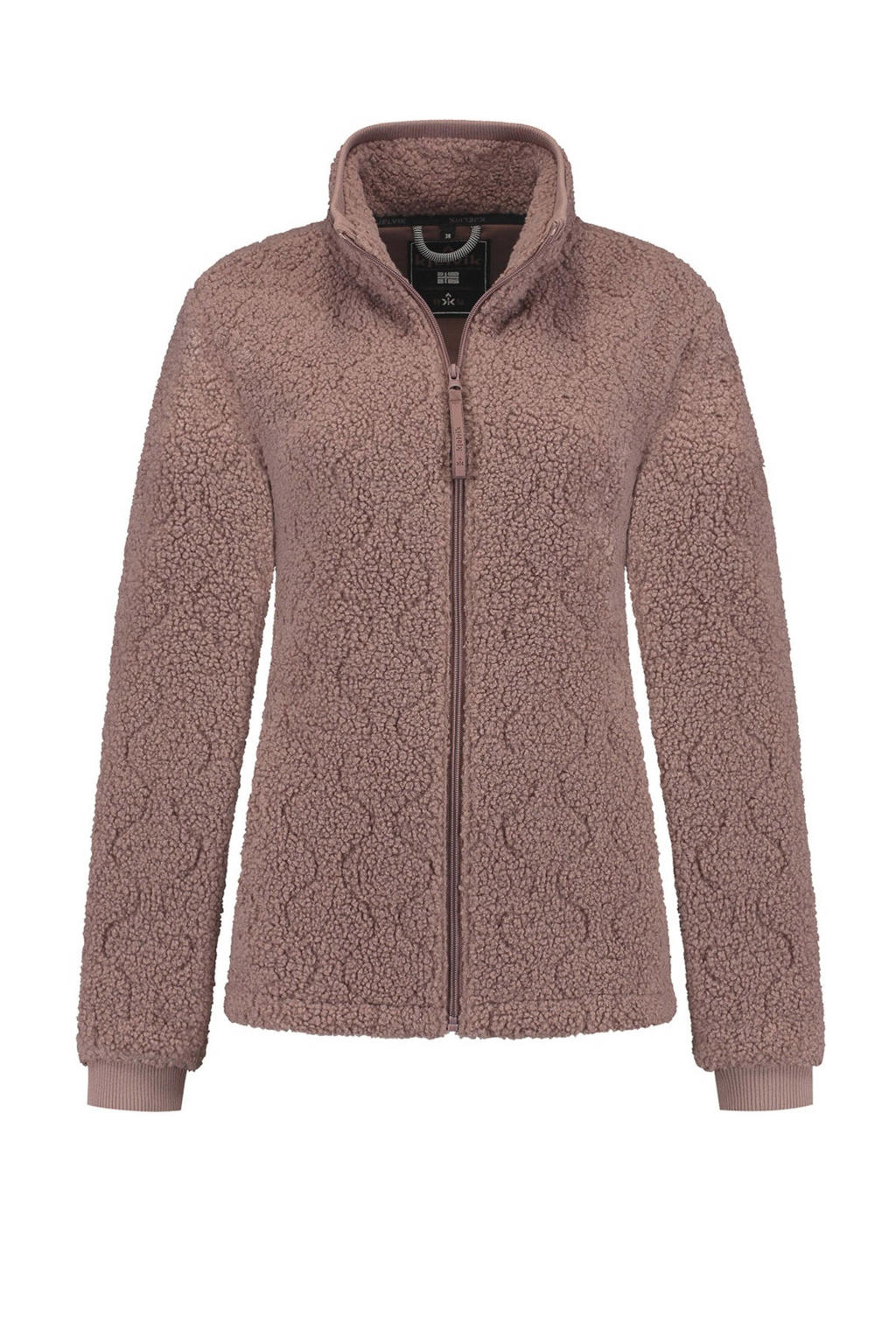 Roze dames Kjelvik teddy outdoor vest Norel met effen, lange mouwen, opstaande kraag en ritssluiting
