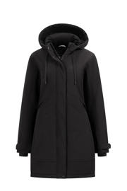 thumbnail: Zwarte dames Kjelvik outdoor jas Runa van polyester met lange mouwen, capuchon en ritssluiting