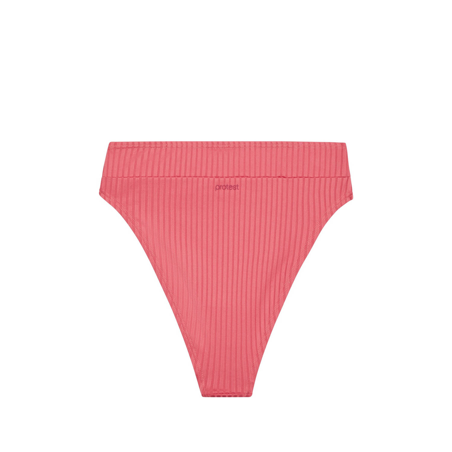 Protest high waist bikinibroekje MIXTYPE met ribstructuur roze