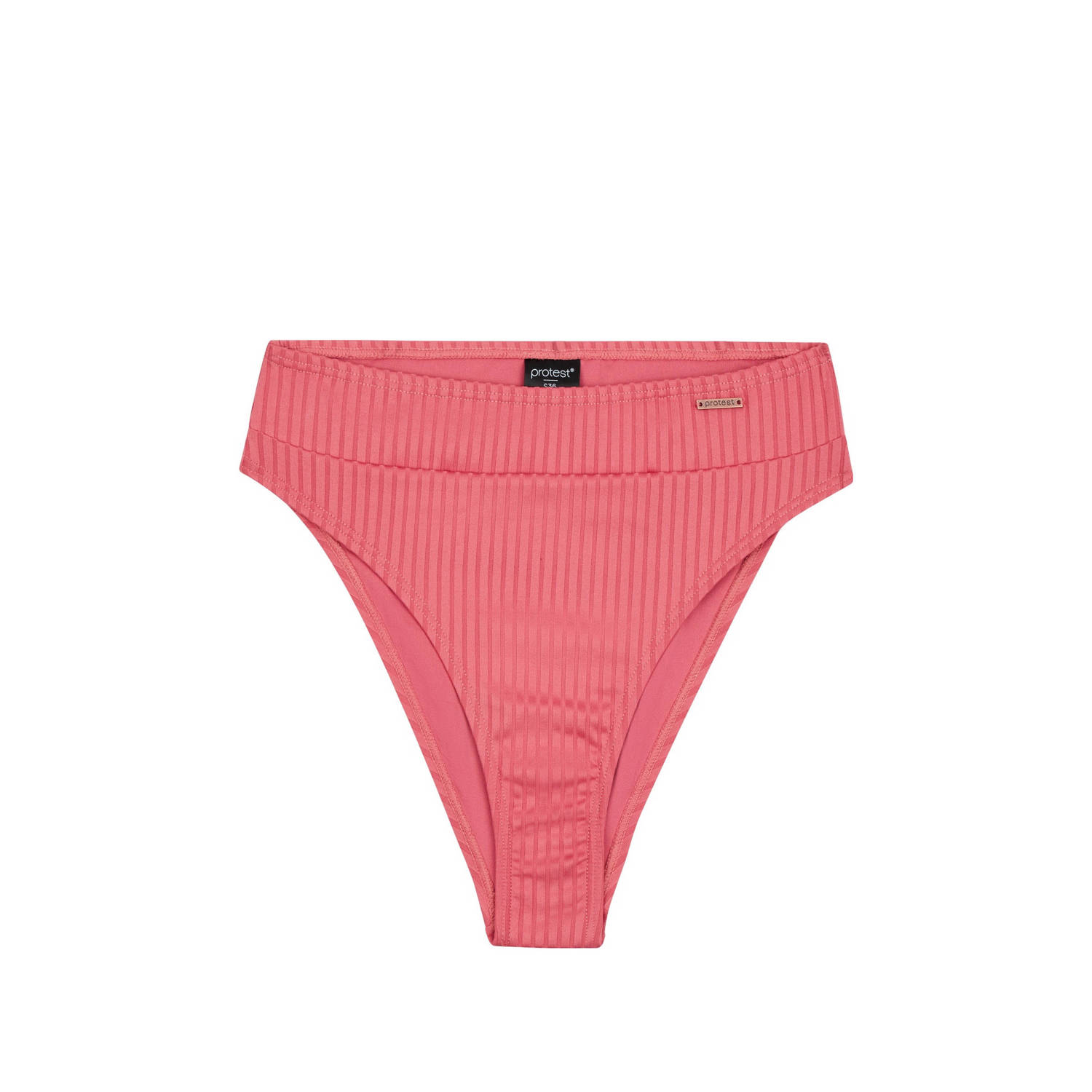 Protest high waist bikinibroekje MIXTYPE met ribstructuur roze