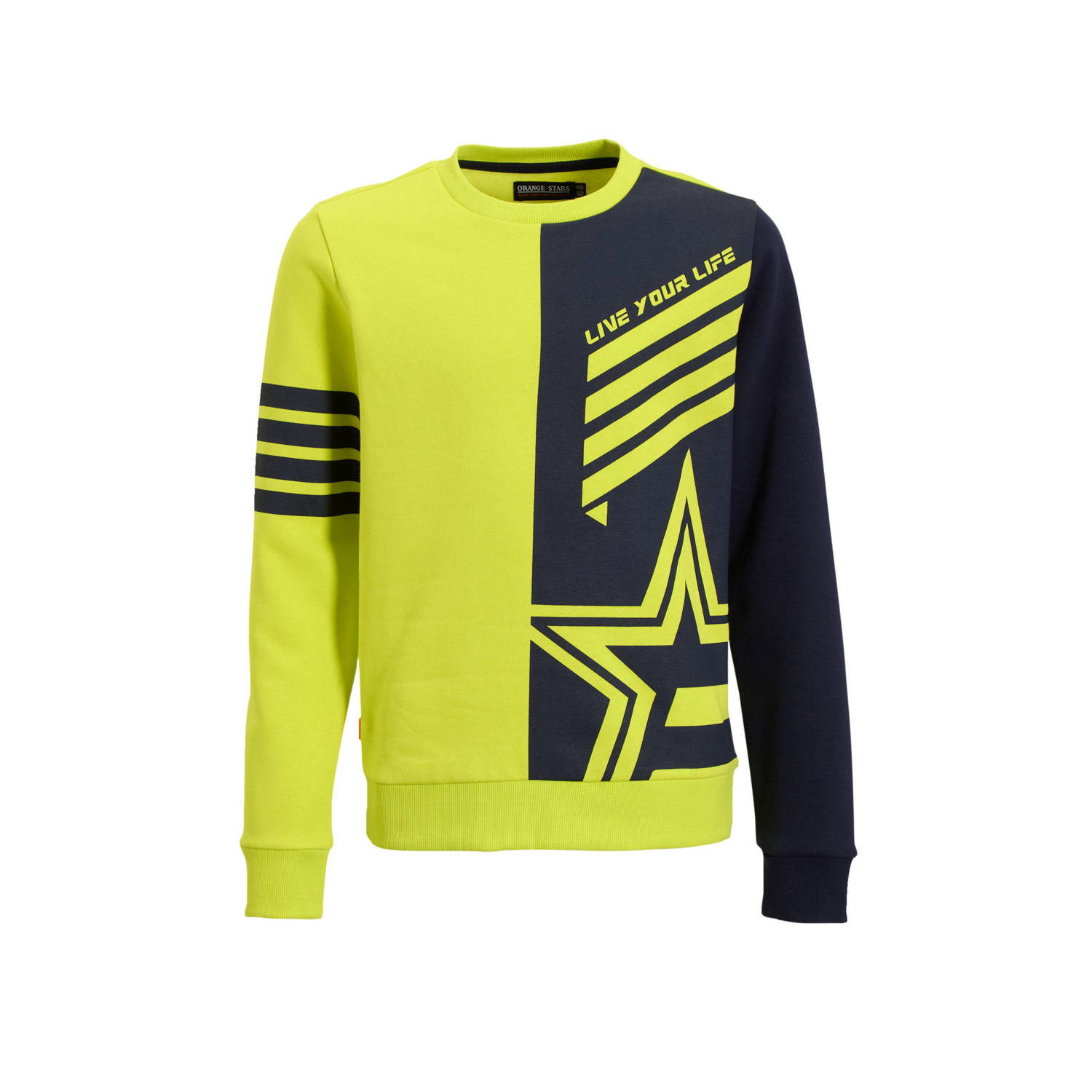 Orange Stars sweater Rio met printopdruk geel