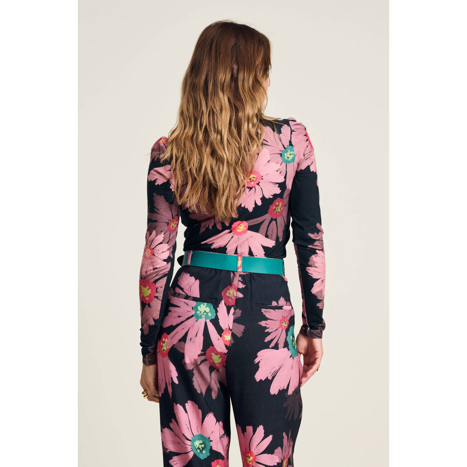 POM Amsterdam gebloemde top roze zwart