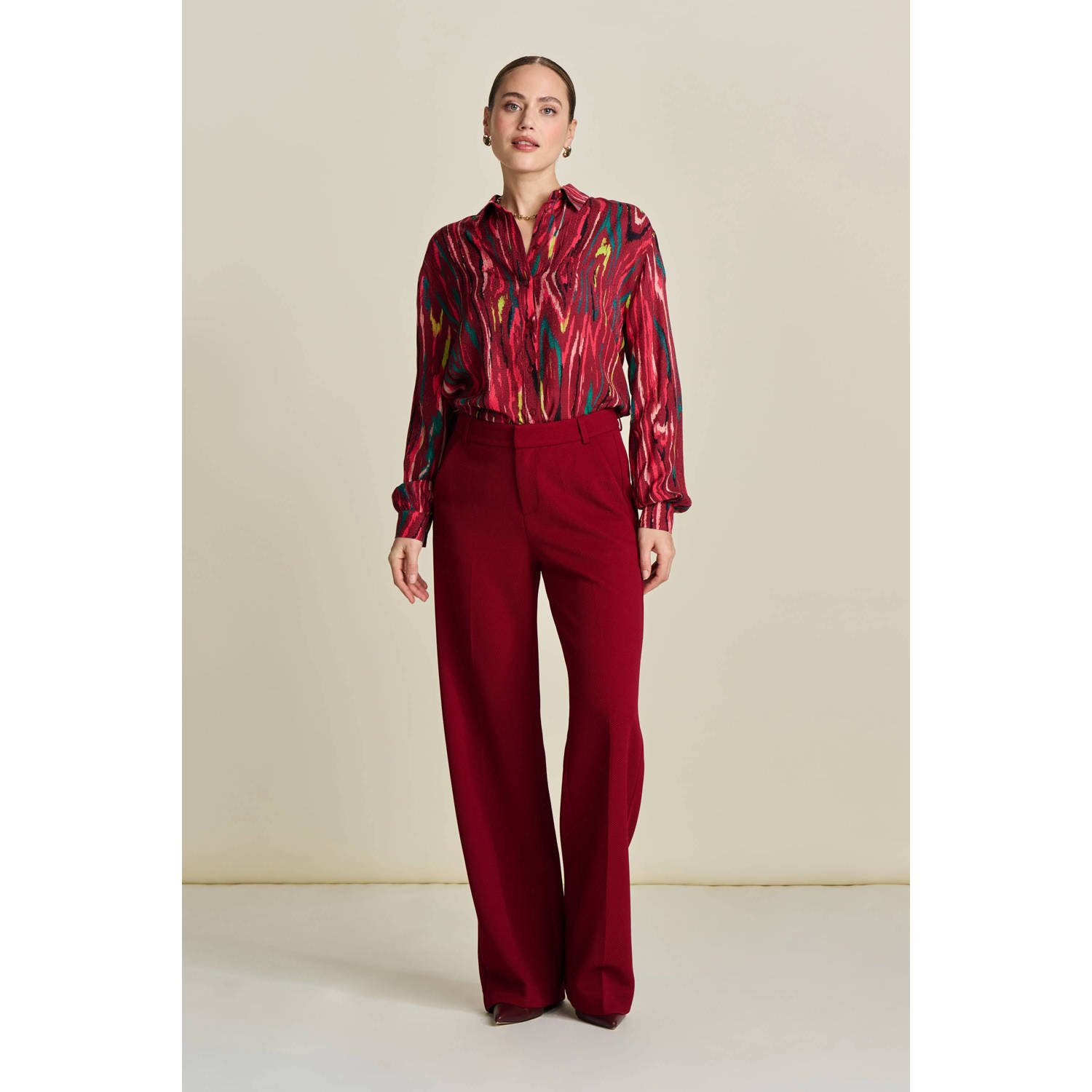 POM Amsterdam wide leg pantalon rood