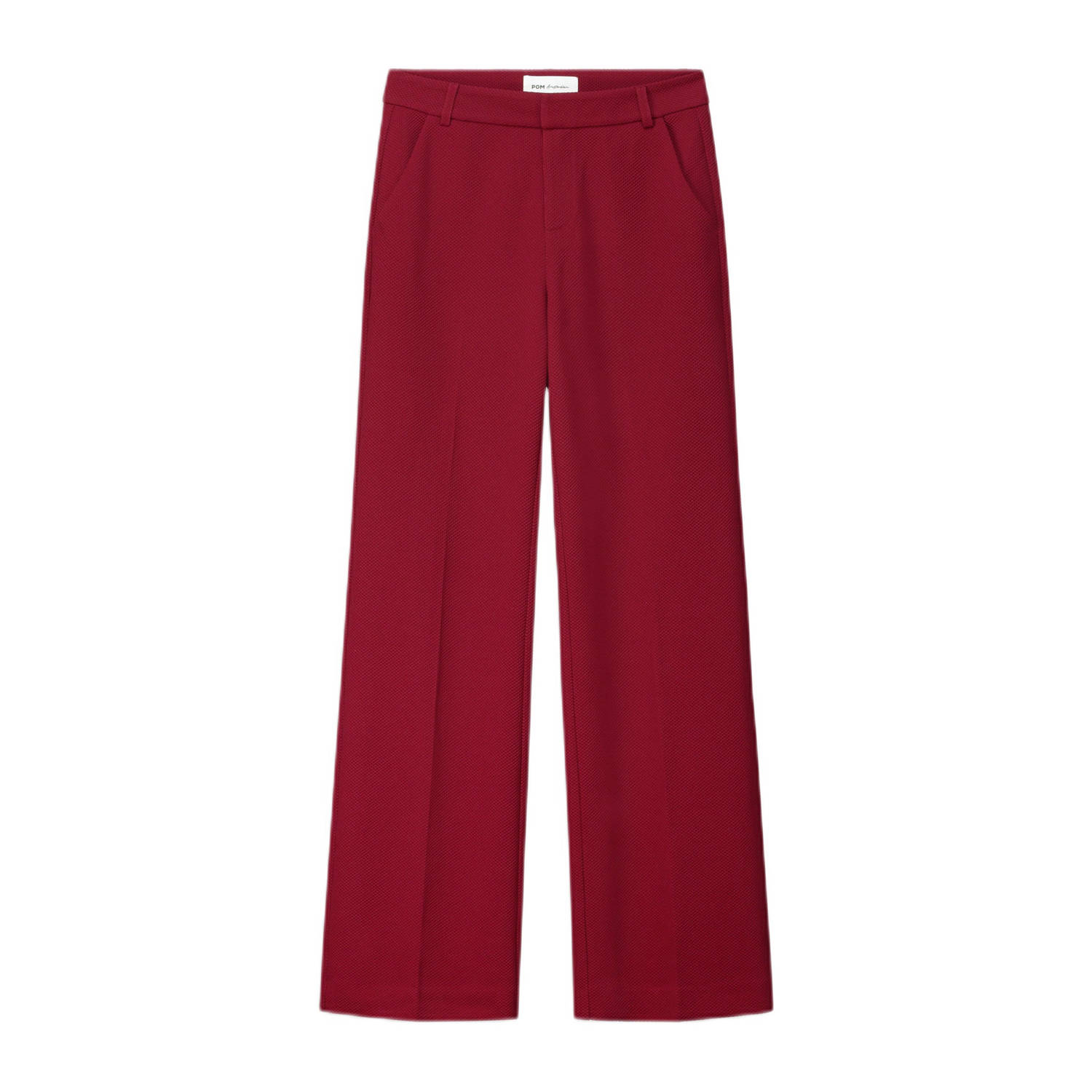 POM AMSTERDAM Dames Broeken Wide Leg Burgundy Red Rood