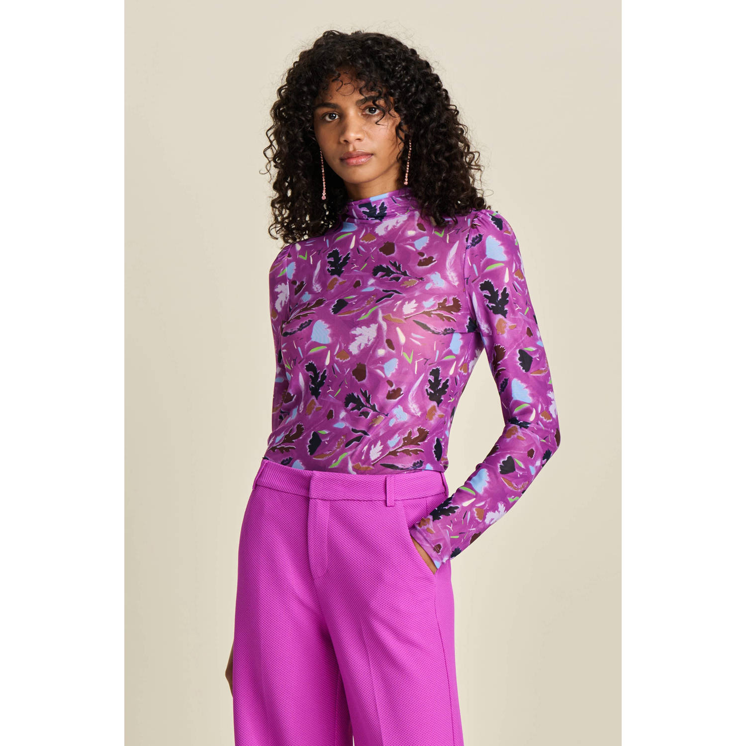 POM Amsterdam top met all over print paars multi