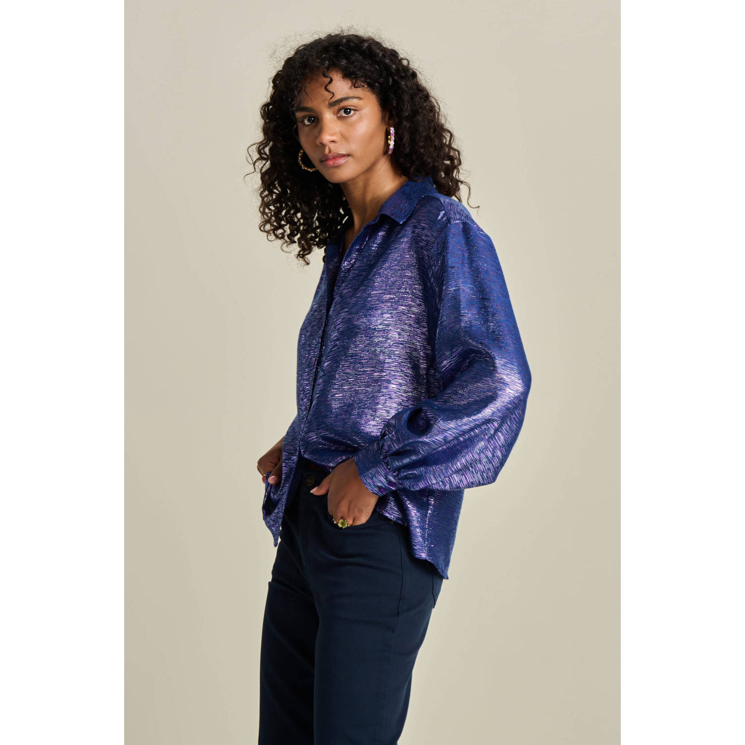 POM Amsterdam blouse Violet donkerpaars multi