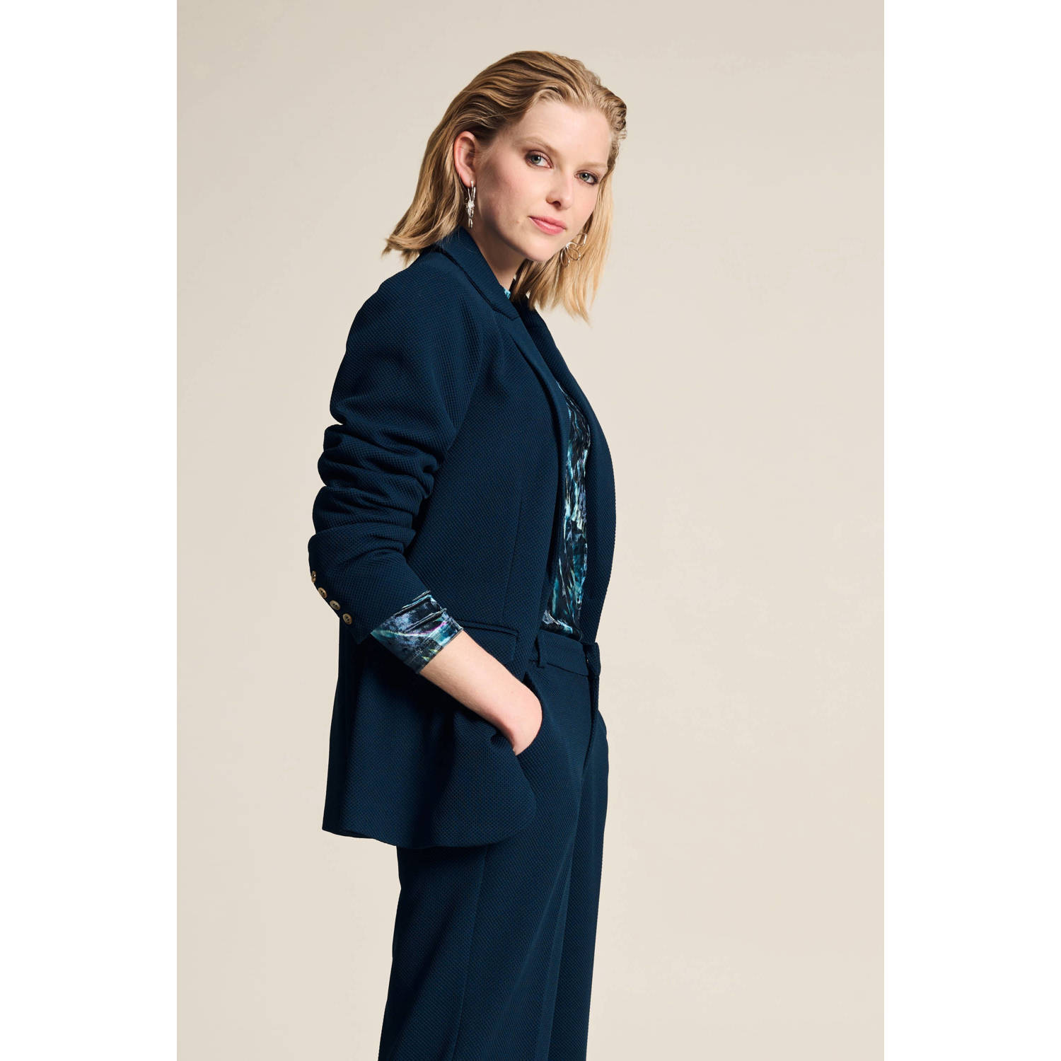 POM Amsterdam rechtvallende blazer Chloe donkerblauw