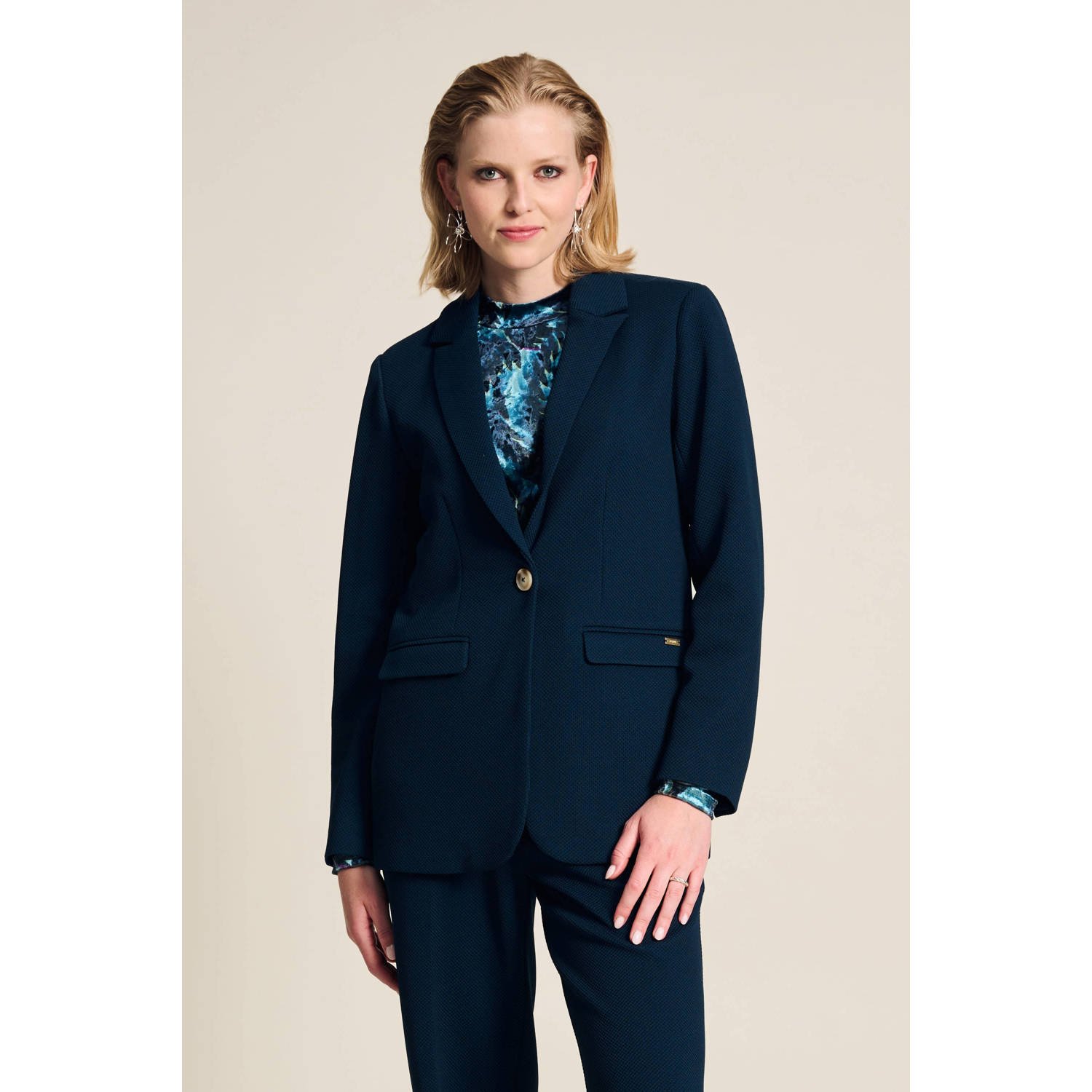 POM Amsterdam rechtvallende blazer Chloe donkerblauw