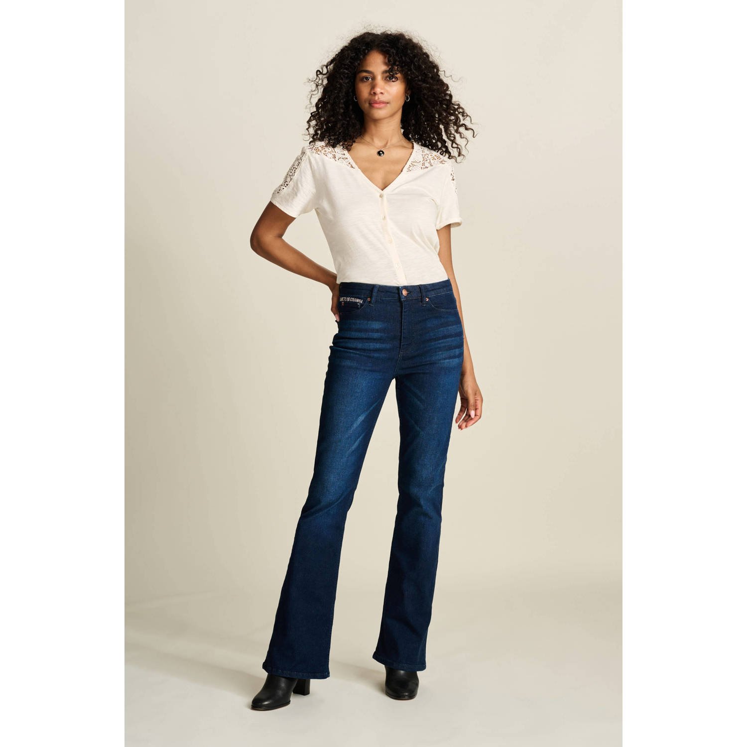 POM Amsterdam flared jeans Esmee dark blue denim