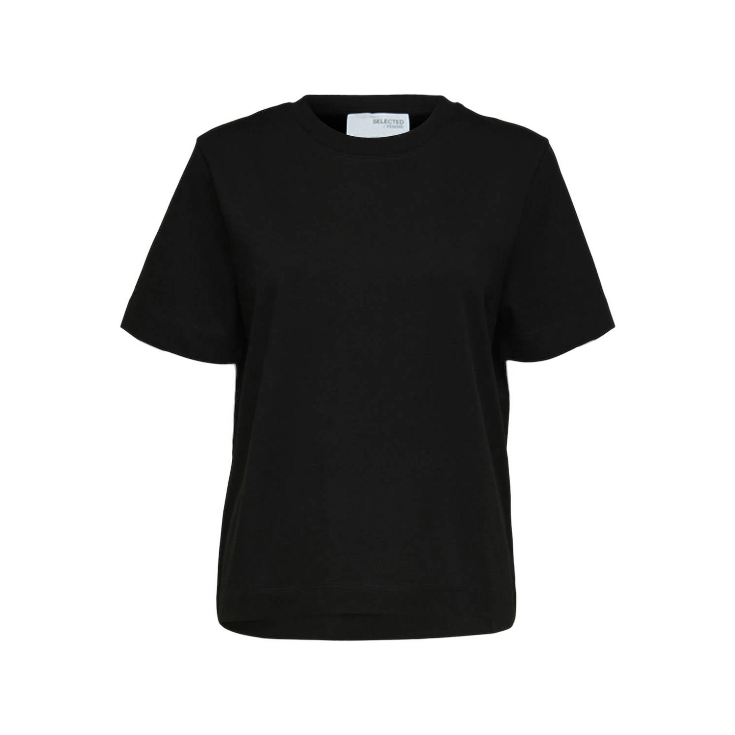 Selected Femme Zwarte Boxy Tee Essentiële Stijl Black Dames