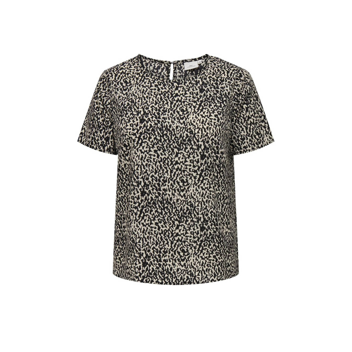 ONLY CARMAKOMA blousetop CARMALEA met all over print en open detail zwart ecru