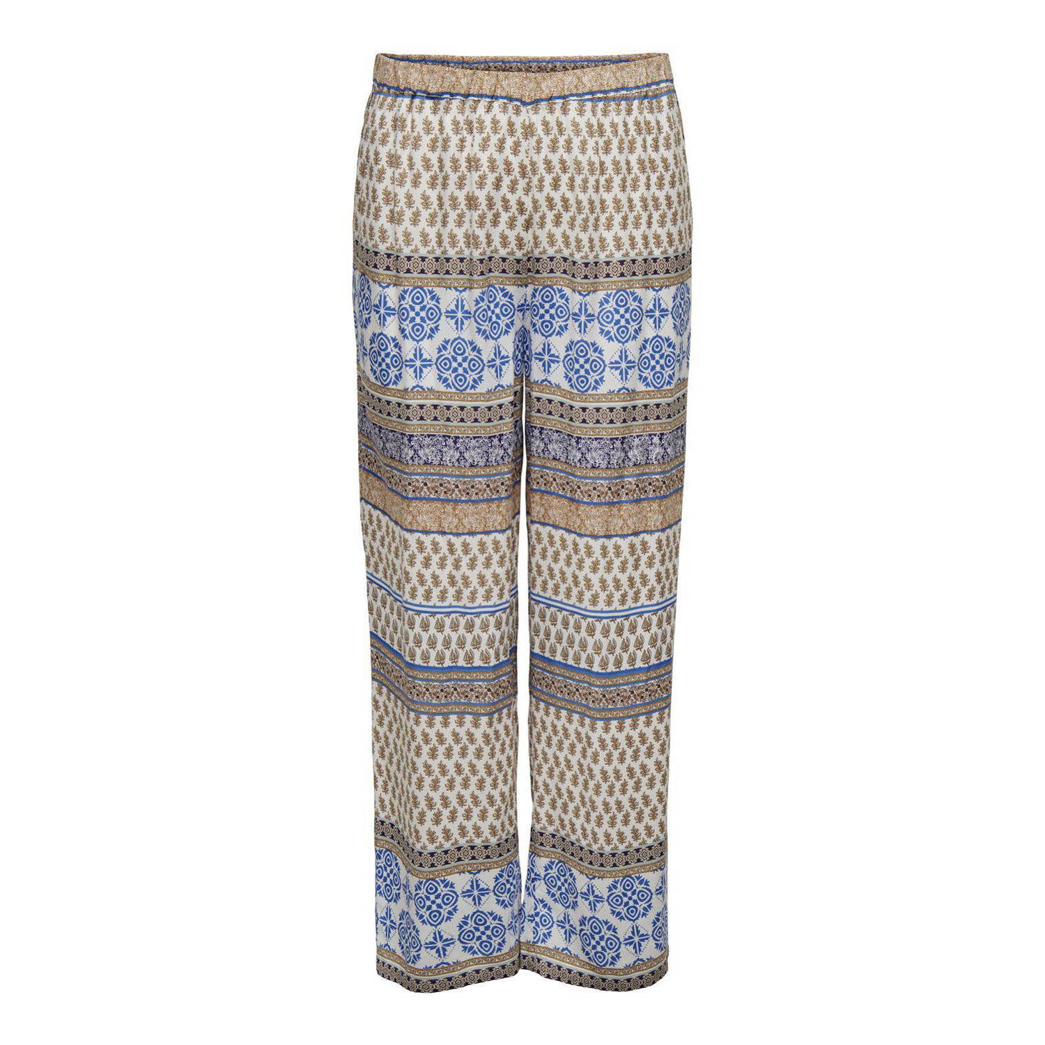 ONLY CARMAKOMA wide leg broek CARBETH met all over print ecru beige blauw