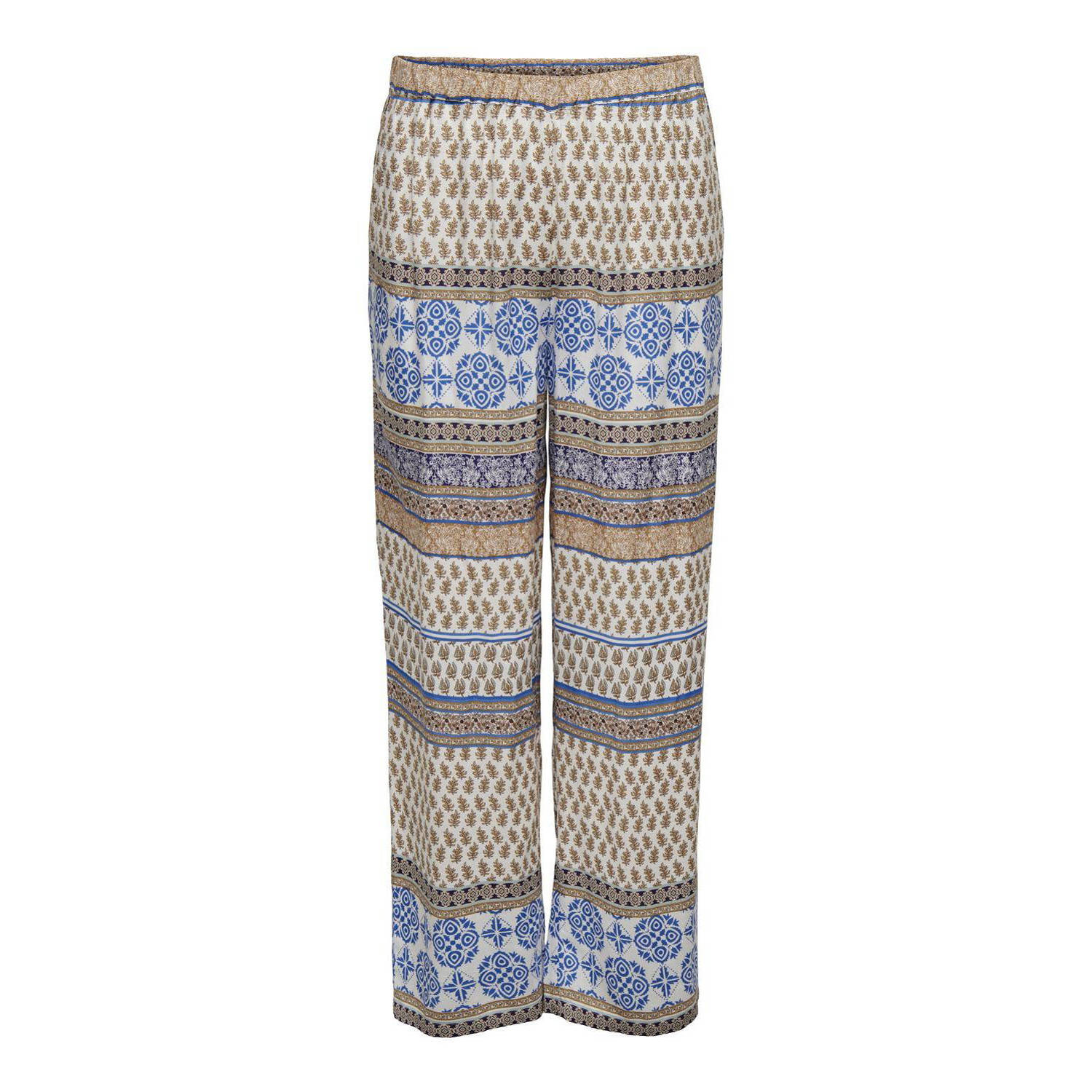 ONLY CARMAKOMA wide leg broek CARBETH met all over print ecru beige blauw