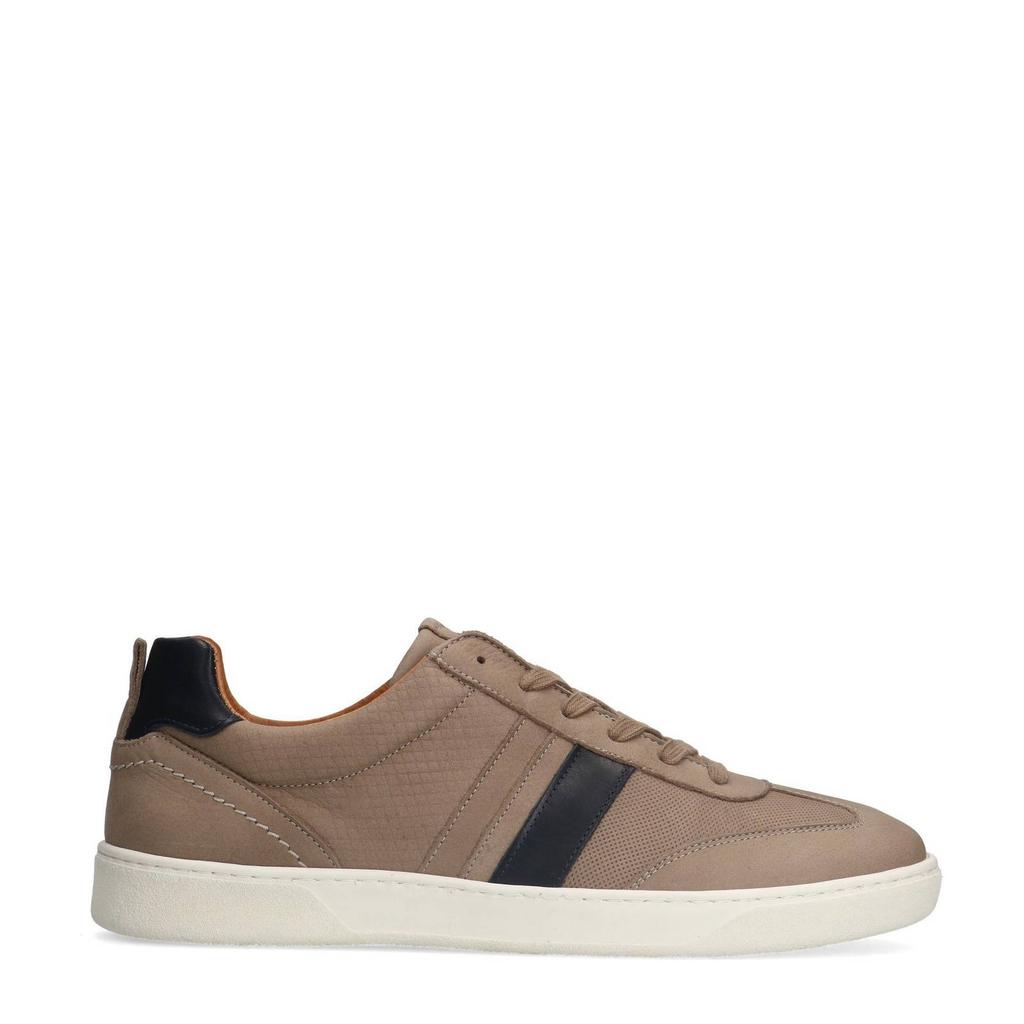 Beige heren No Stress nubuck sneakers met veters