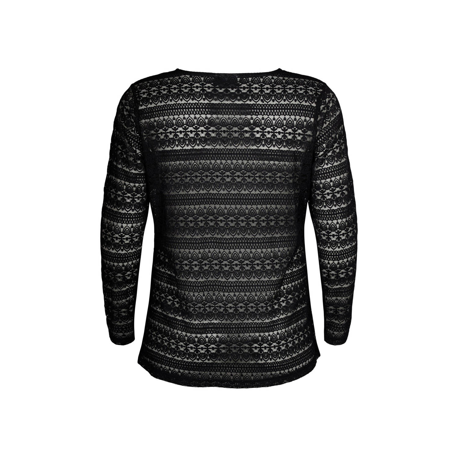 Zizzi semi-transparante kanten top zwart