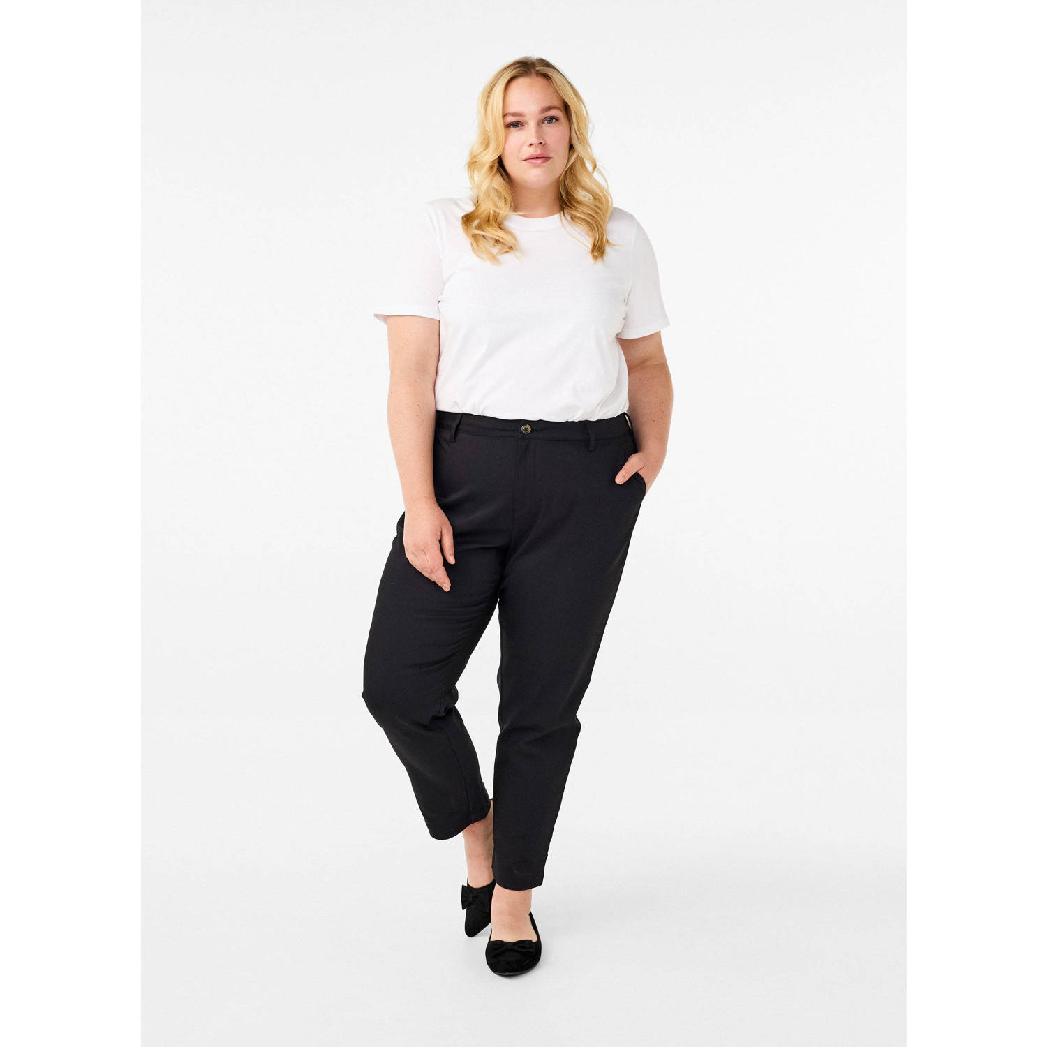 Zizzi straight broek zwart