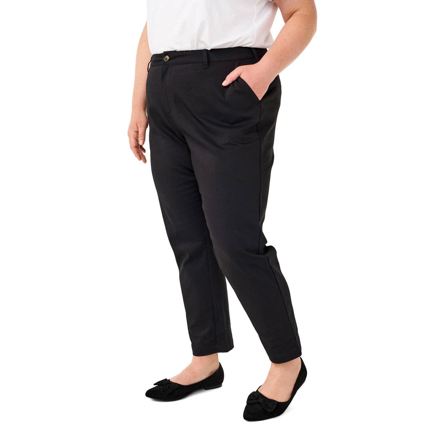 Zizzi straight broek zwart