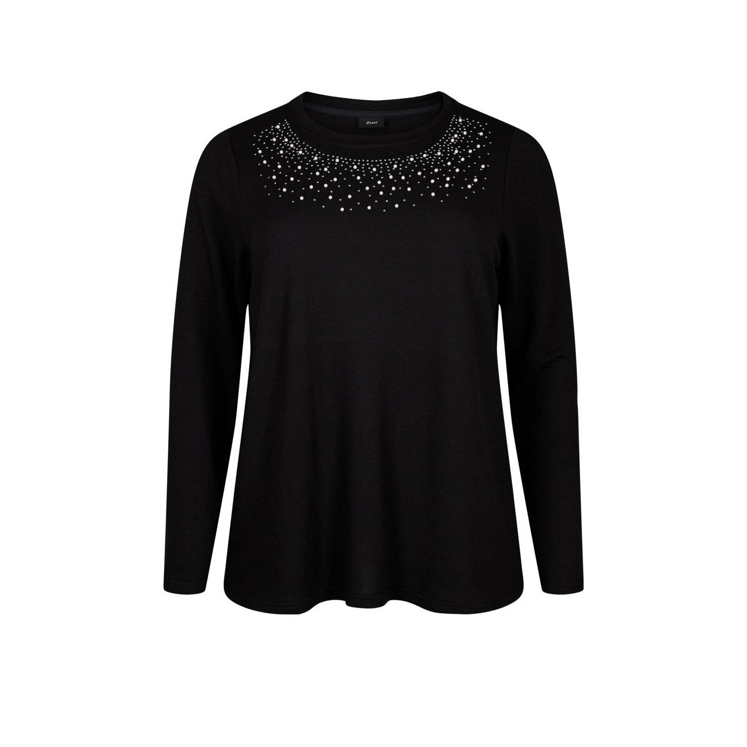 Zizzi top met strass zwart