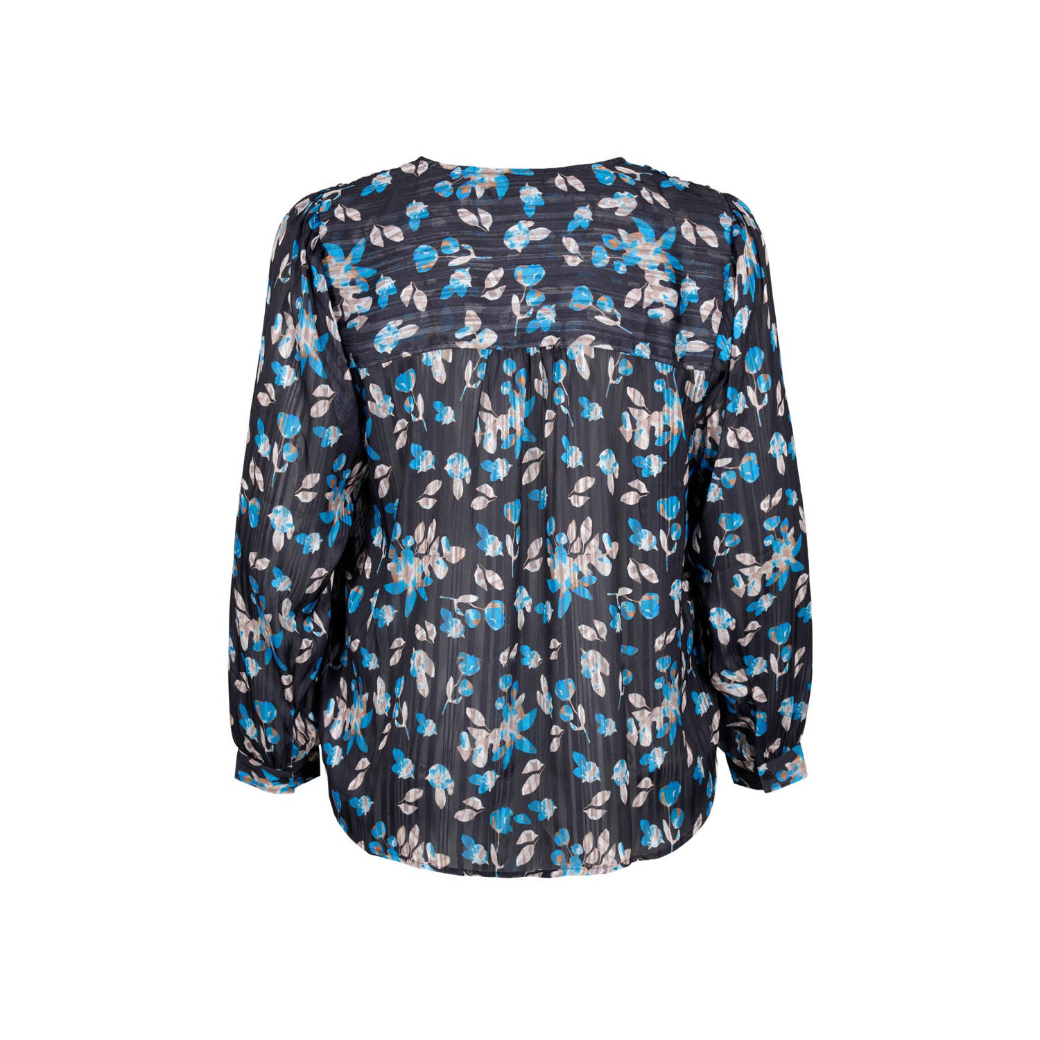 Zizzi blouse met all over print zwart blauw beige