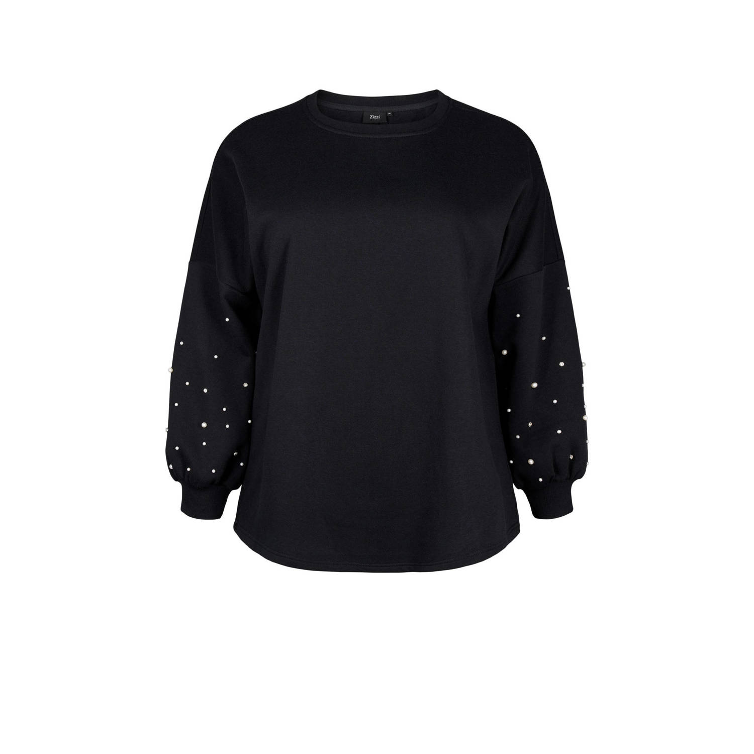 Zizzi sweater met parels zwart