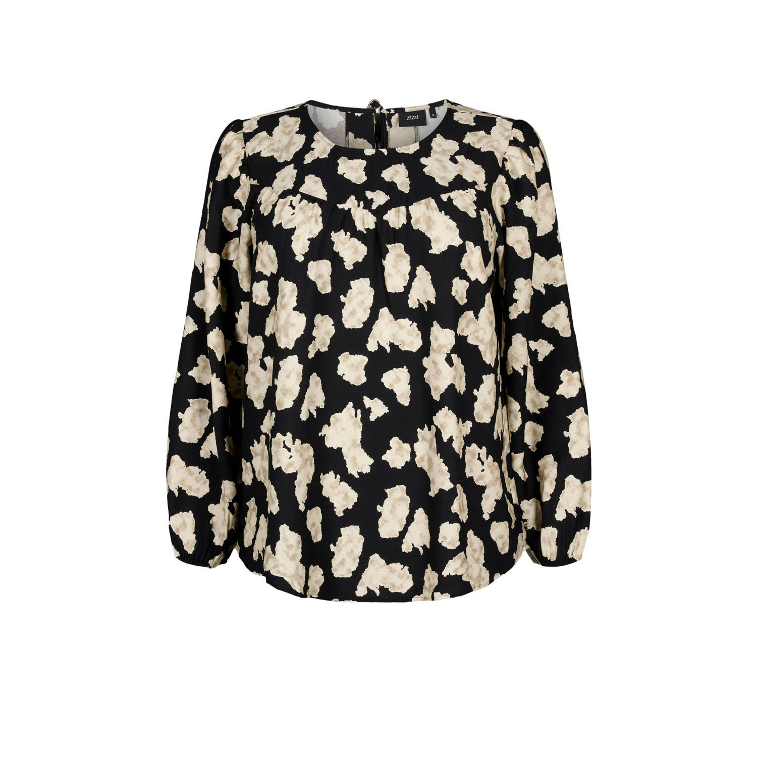 Zizzi top met all over print zwart ecru