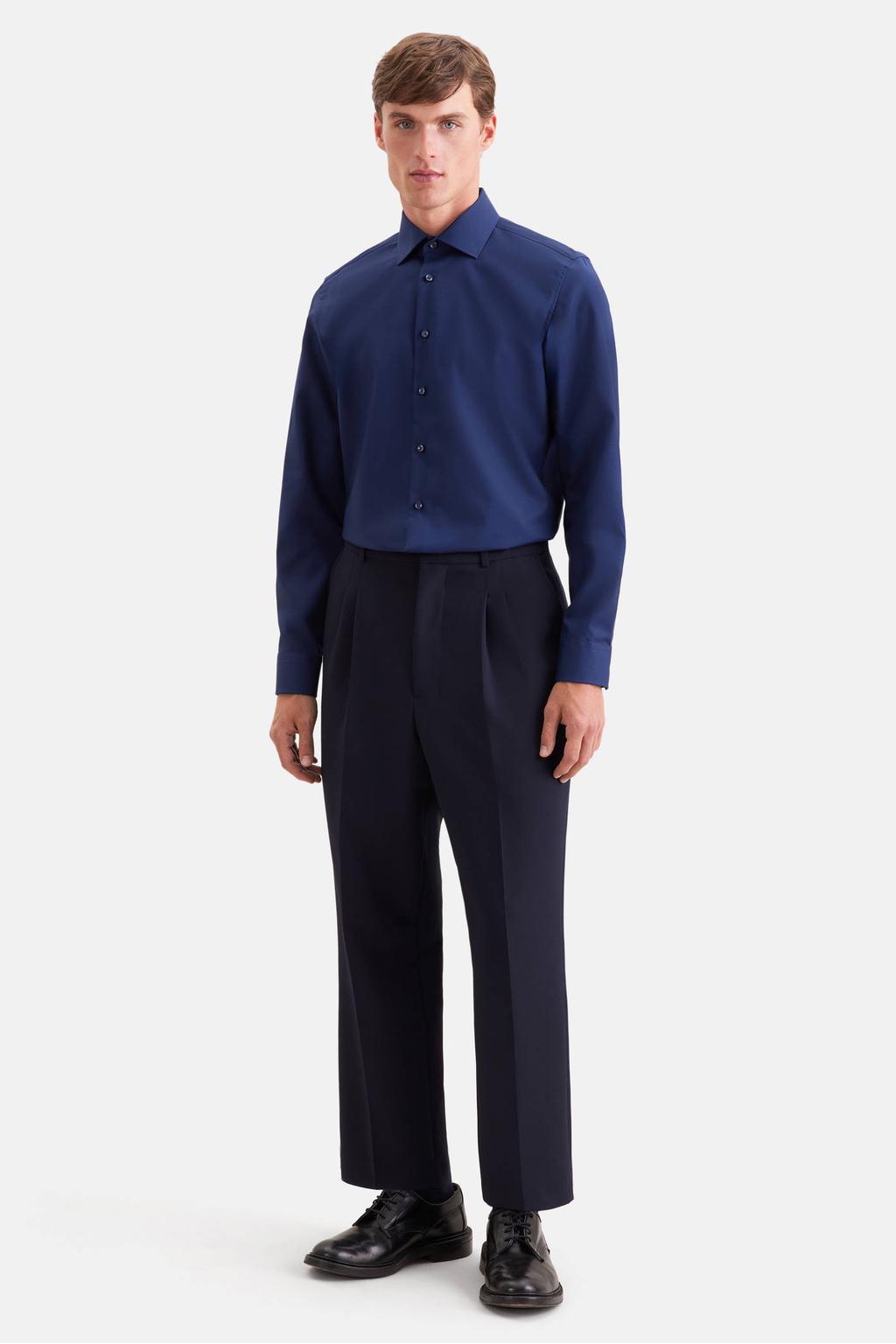 Seidensticker slim fit overhemd donkerblauw