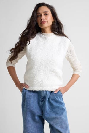 gebreide spencer met textuur off-white