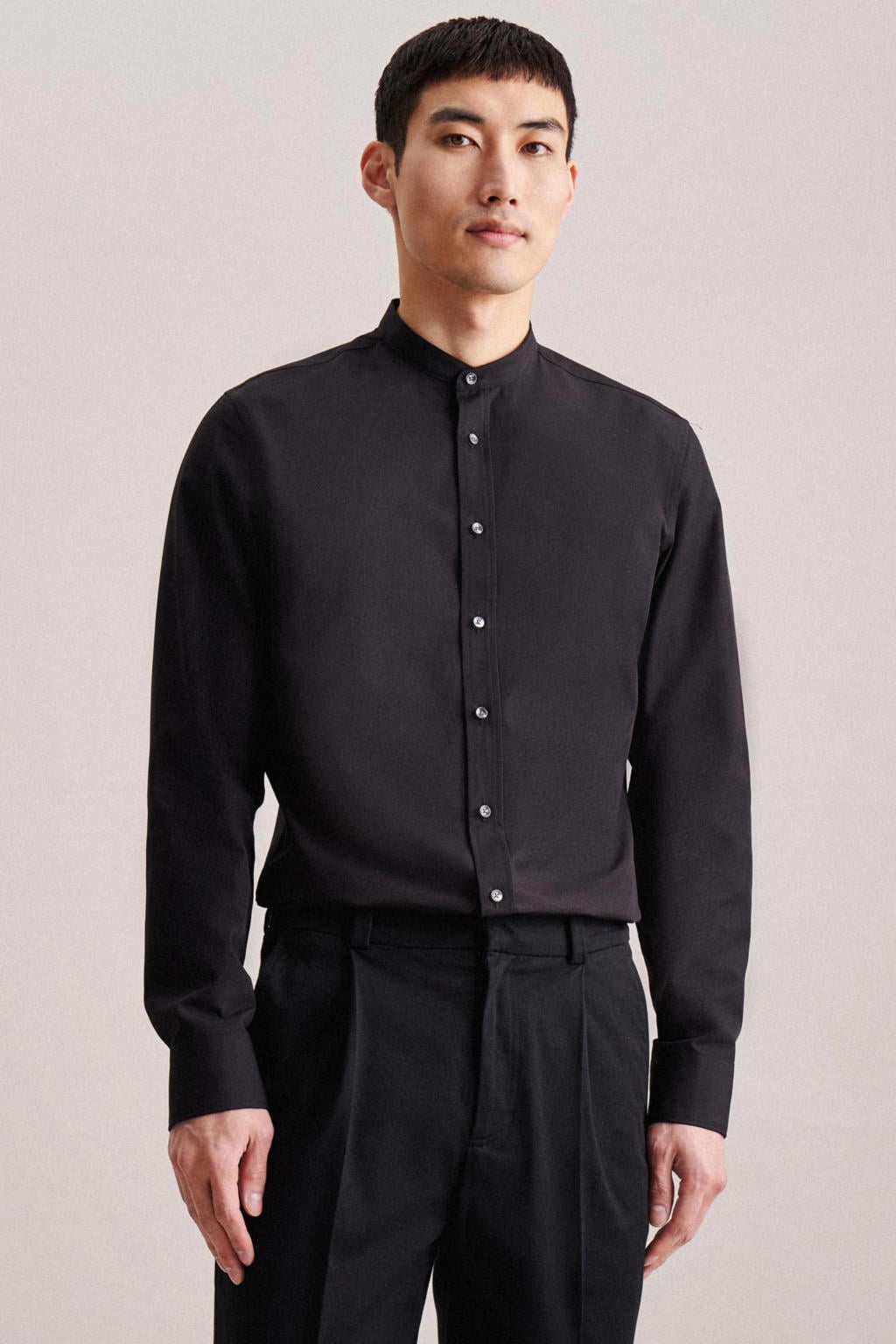 Seidensticker slim fit overhemd zwart