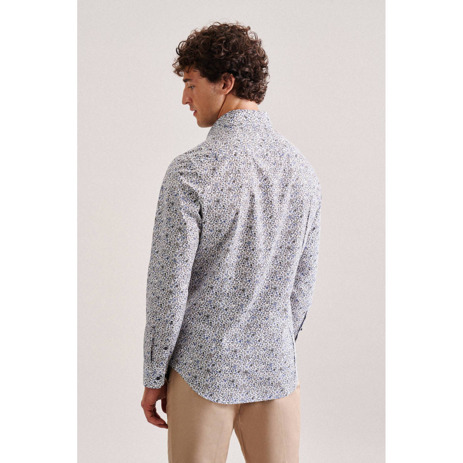 Seidensticker slim fit overhemd met all over print groen