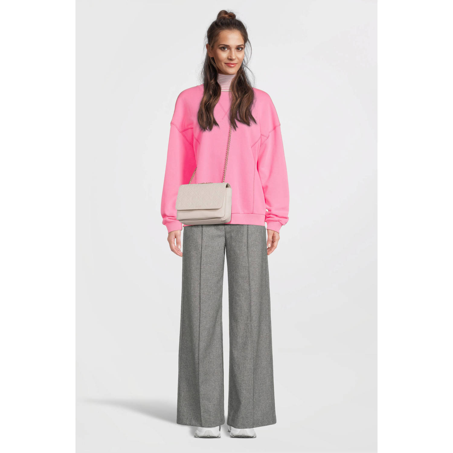 Circle of Trust wide leg broek met wol grijs