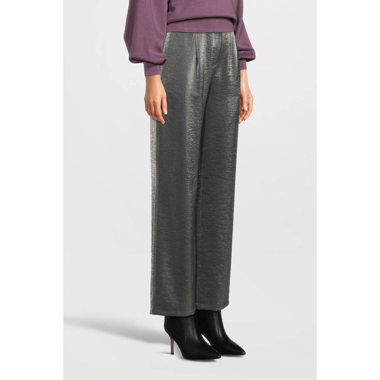 Circle of Trust high waist wide leg broek Sienna zilver