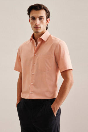 gemêleerd regular fit overhemd oranje