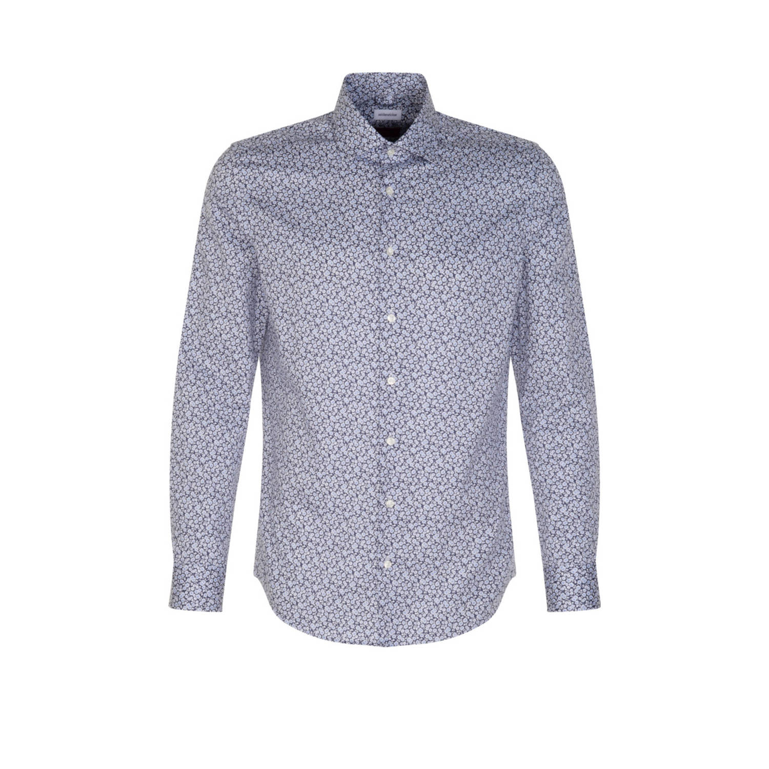 Seidensticker slim fit overhemd met all over print donkerblauw