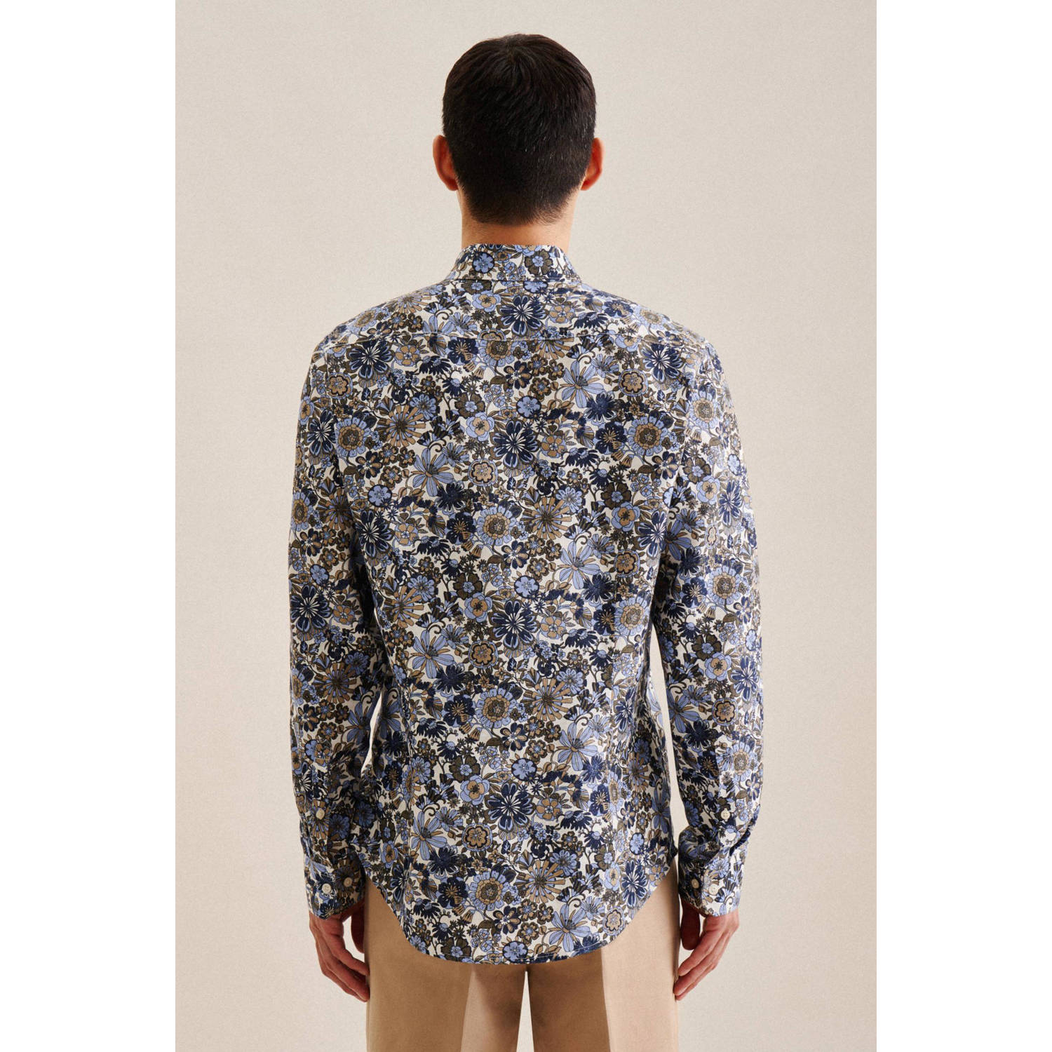 Seidensticker Slim fit zakelijk overhemd van linnen met bloemenmotief