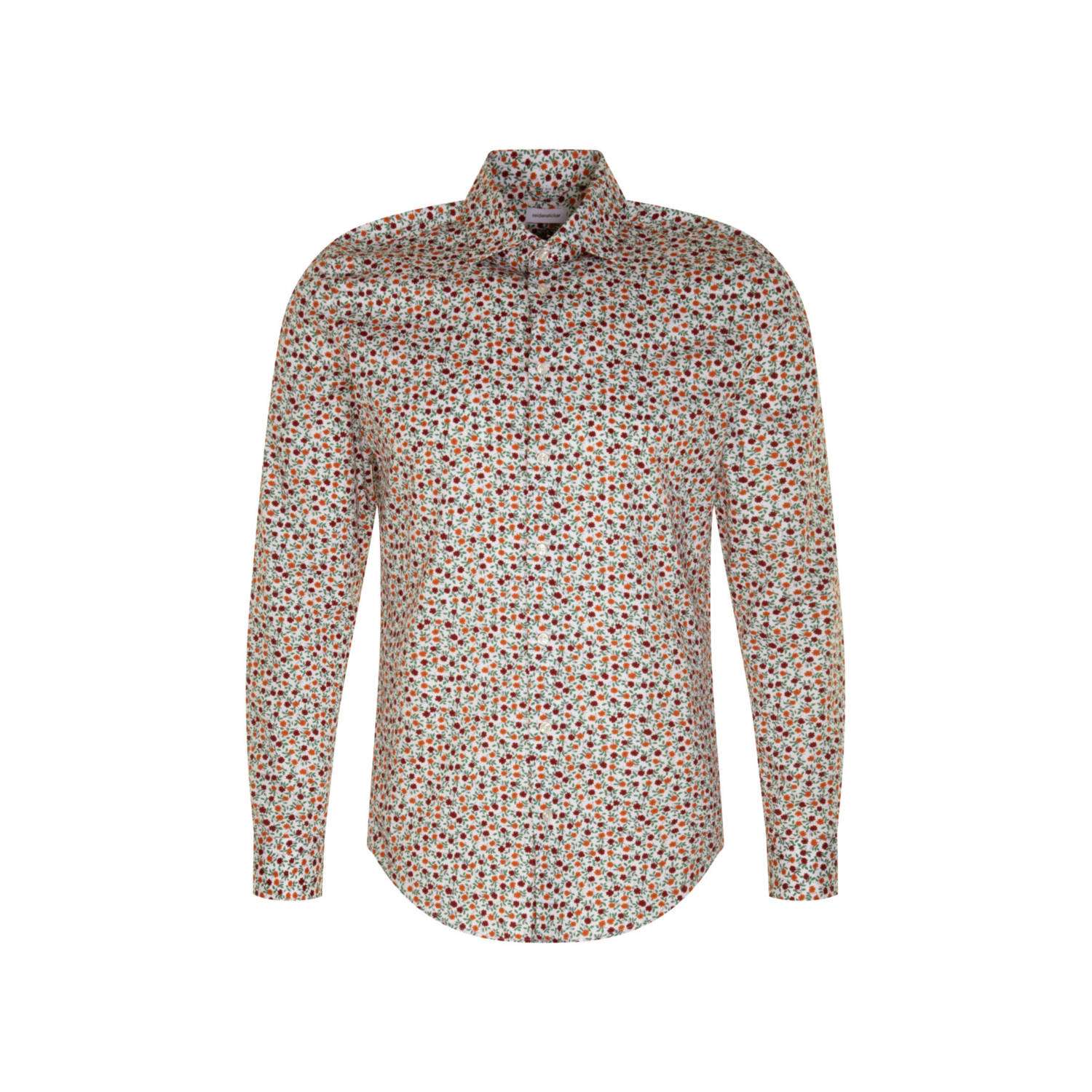 Seidensticker slim fit overhemd met all over print oranje