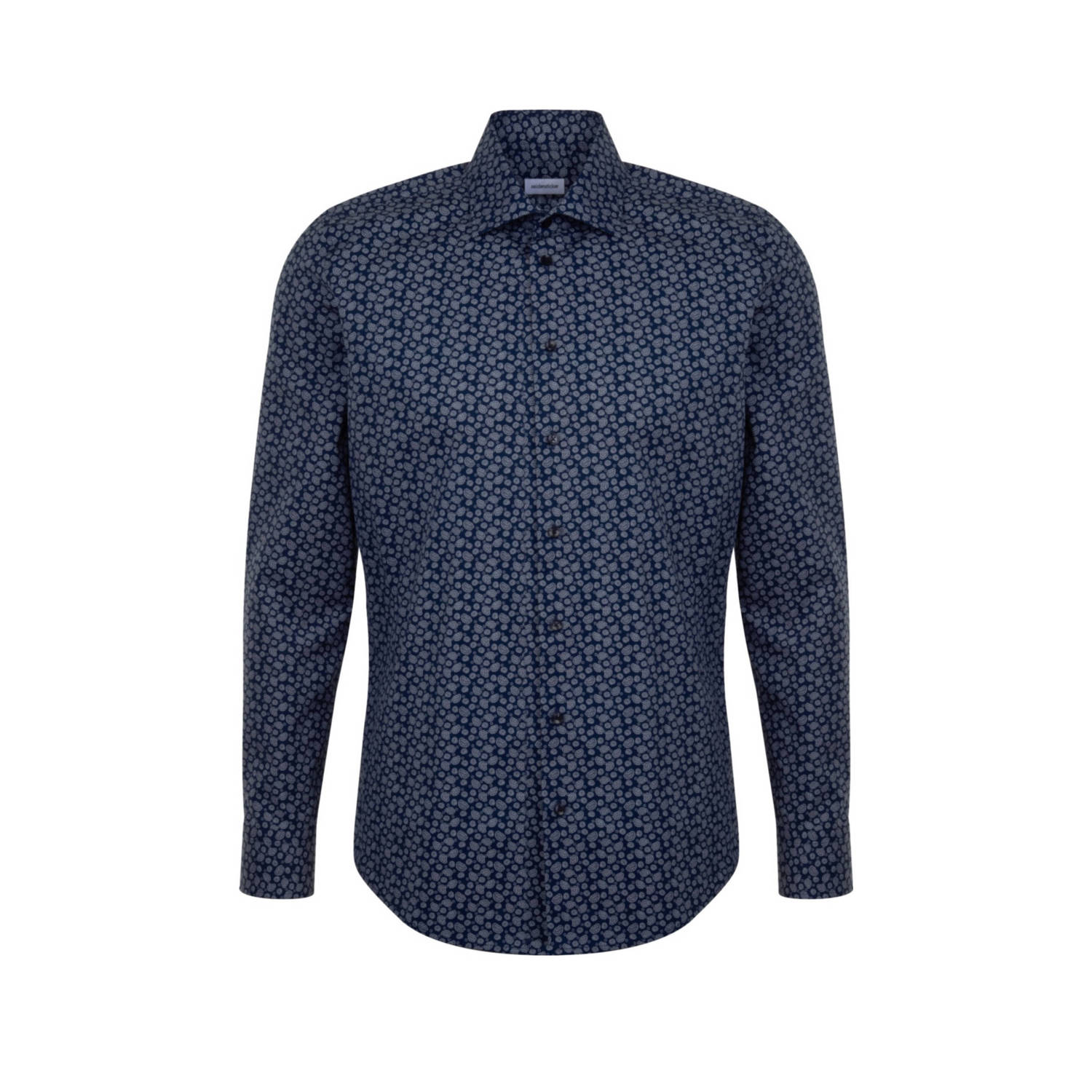 Seidensticker slim fit overhemd met all over print blauw