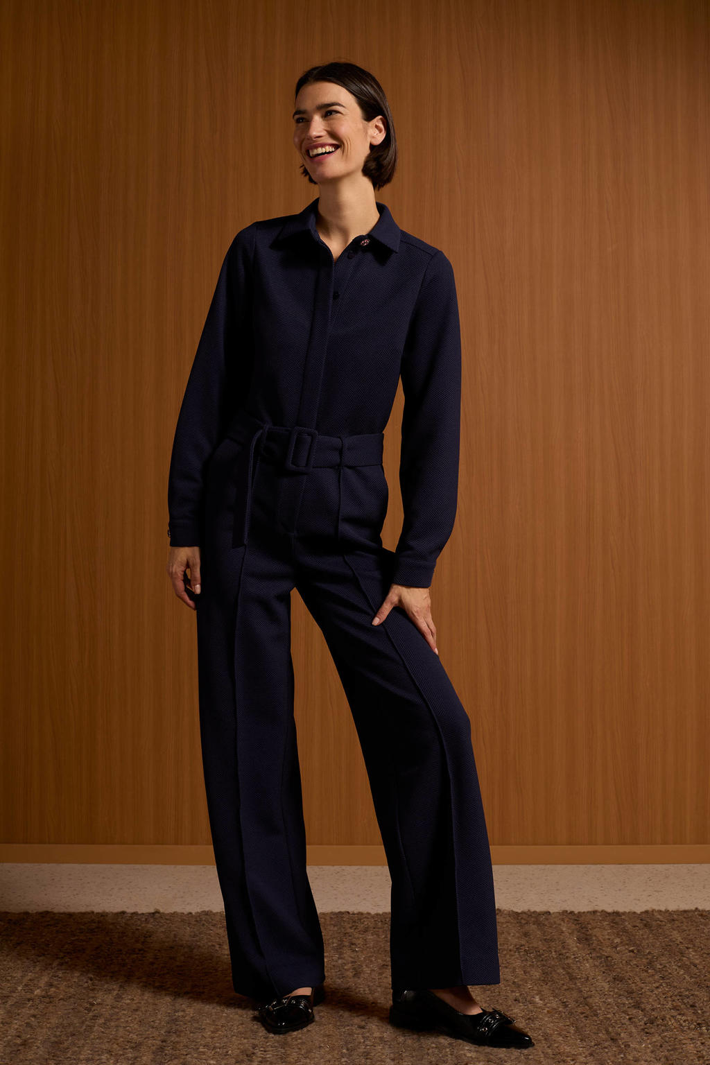 POM Amsterdam wide leg jumpsuit donkerblauw