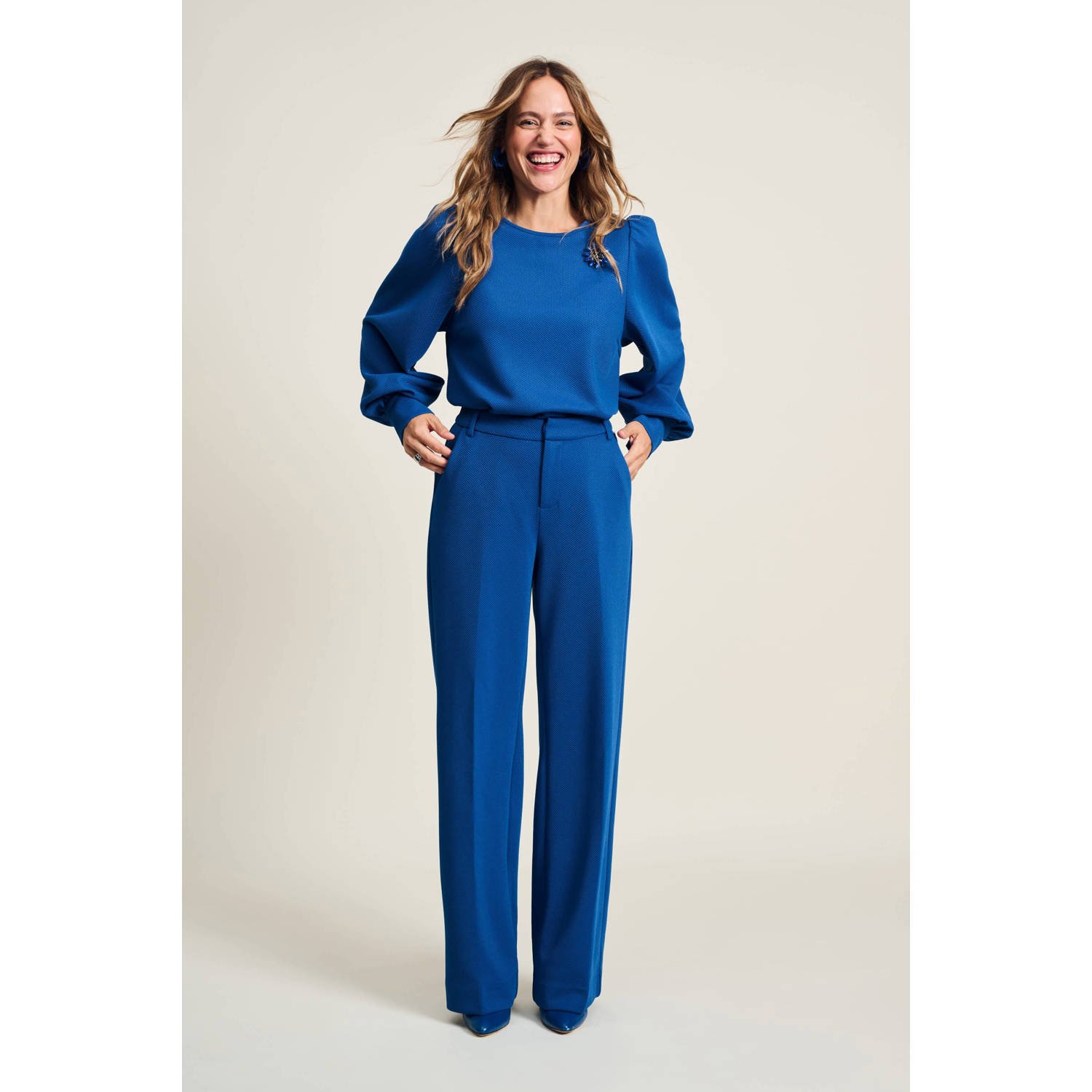 POM Amsterdam wide leg pantalon blauw