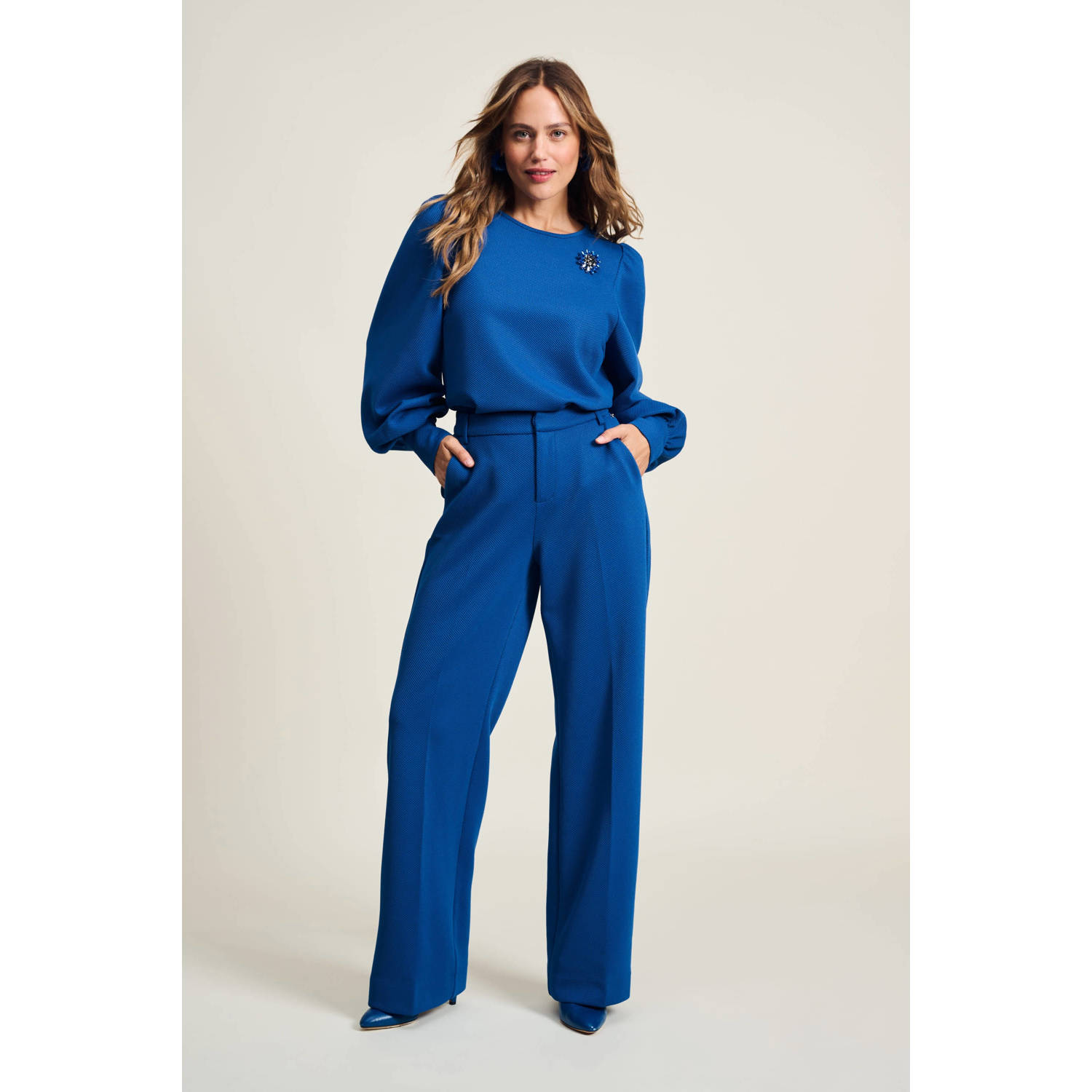 POM Amsterdam wide leg pantalon blauw